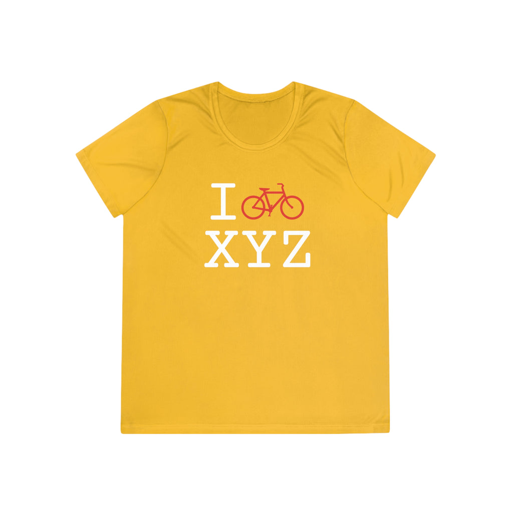 I Bike women's athletic T, red bike