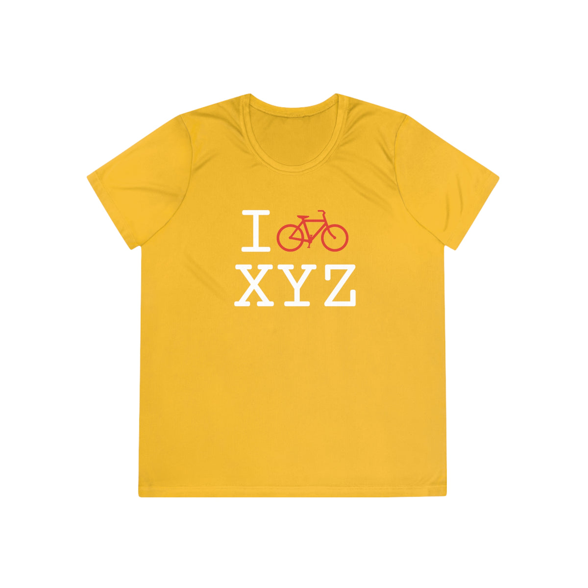 I Bike women's athletic T, red bike