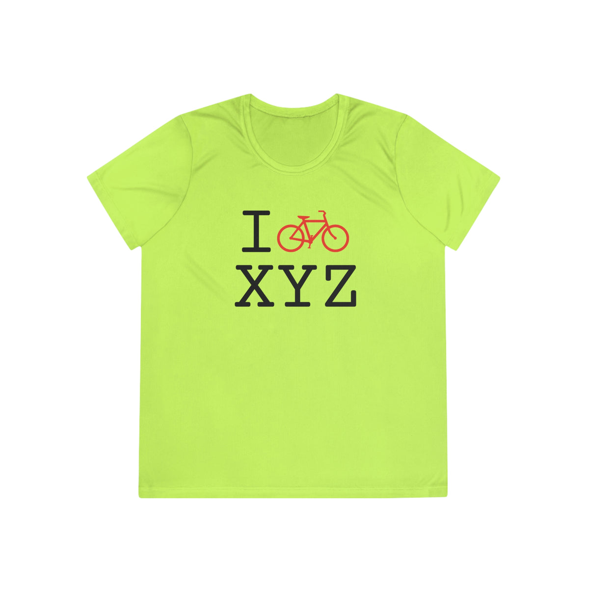 I Bike women's athletic T, red bike