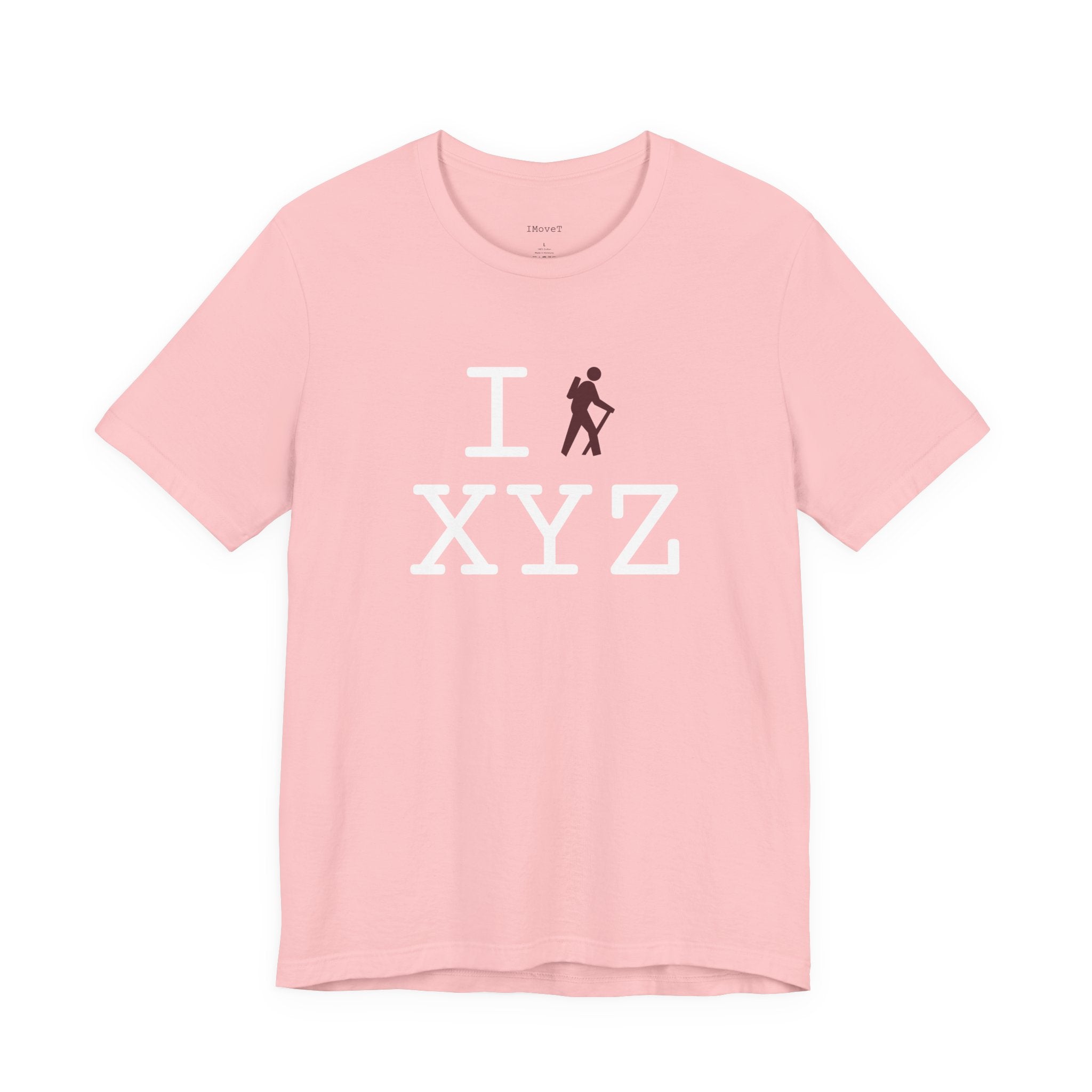 I Hike ___ unisex T, maroon hiker
