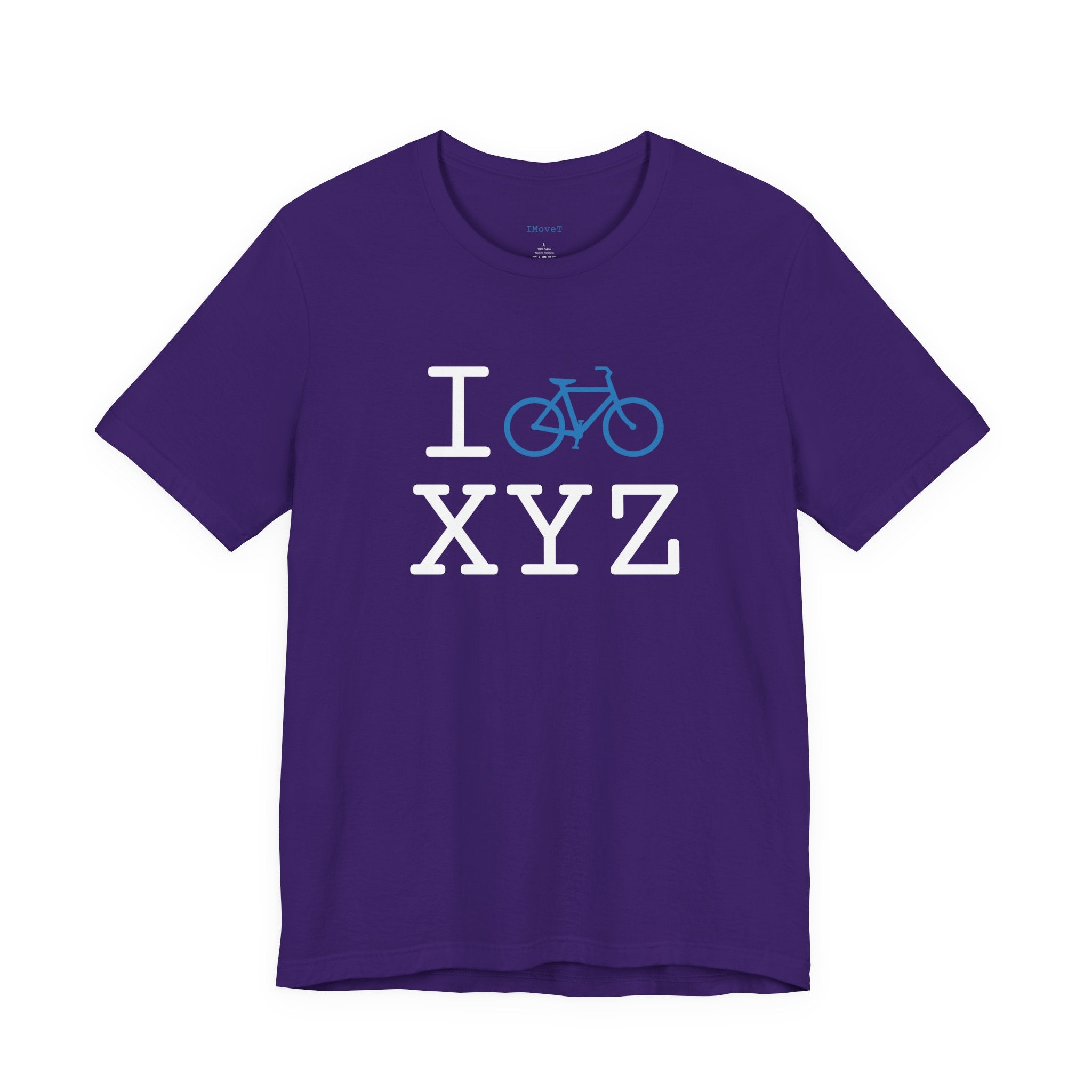 I Bike ___ unisex T, light blue bike