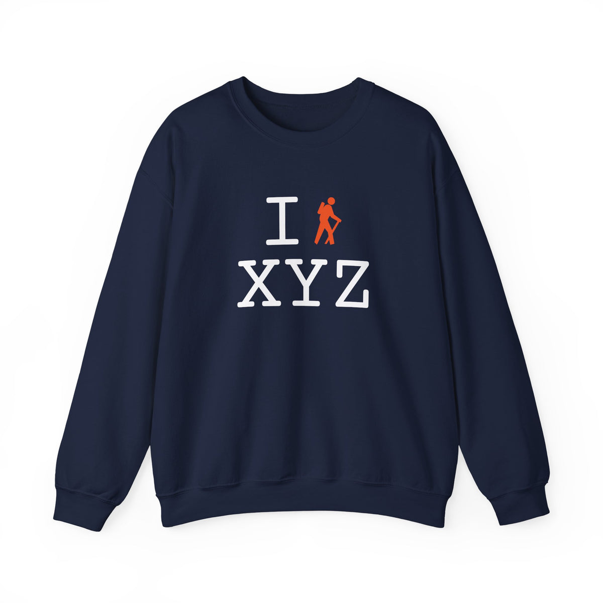 I Hike sweatshirt, orange hiker