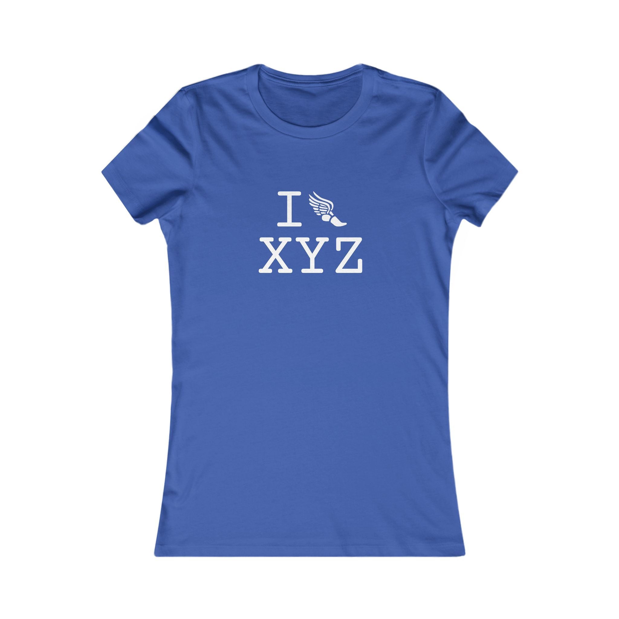 I Run ___ women's T, white logo