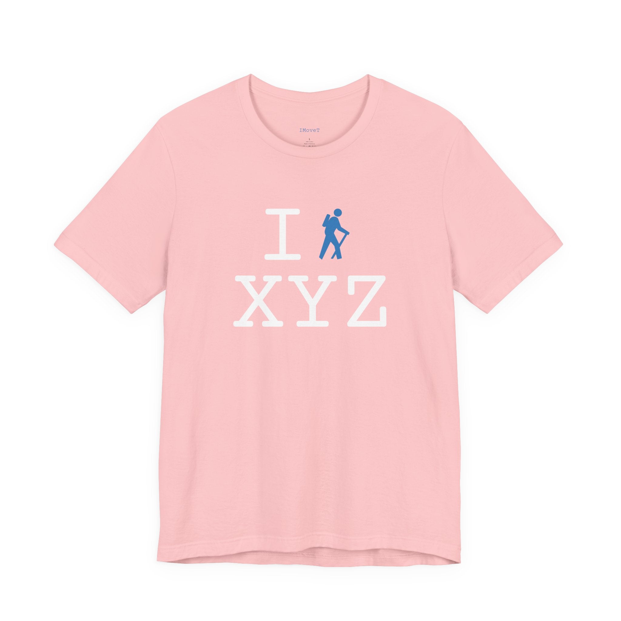 I Hike ___ unisex T, light blue hiker
