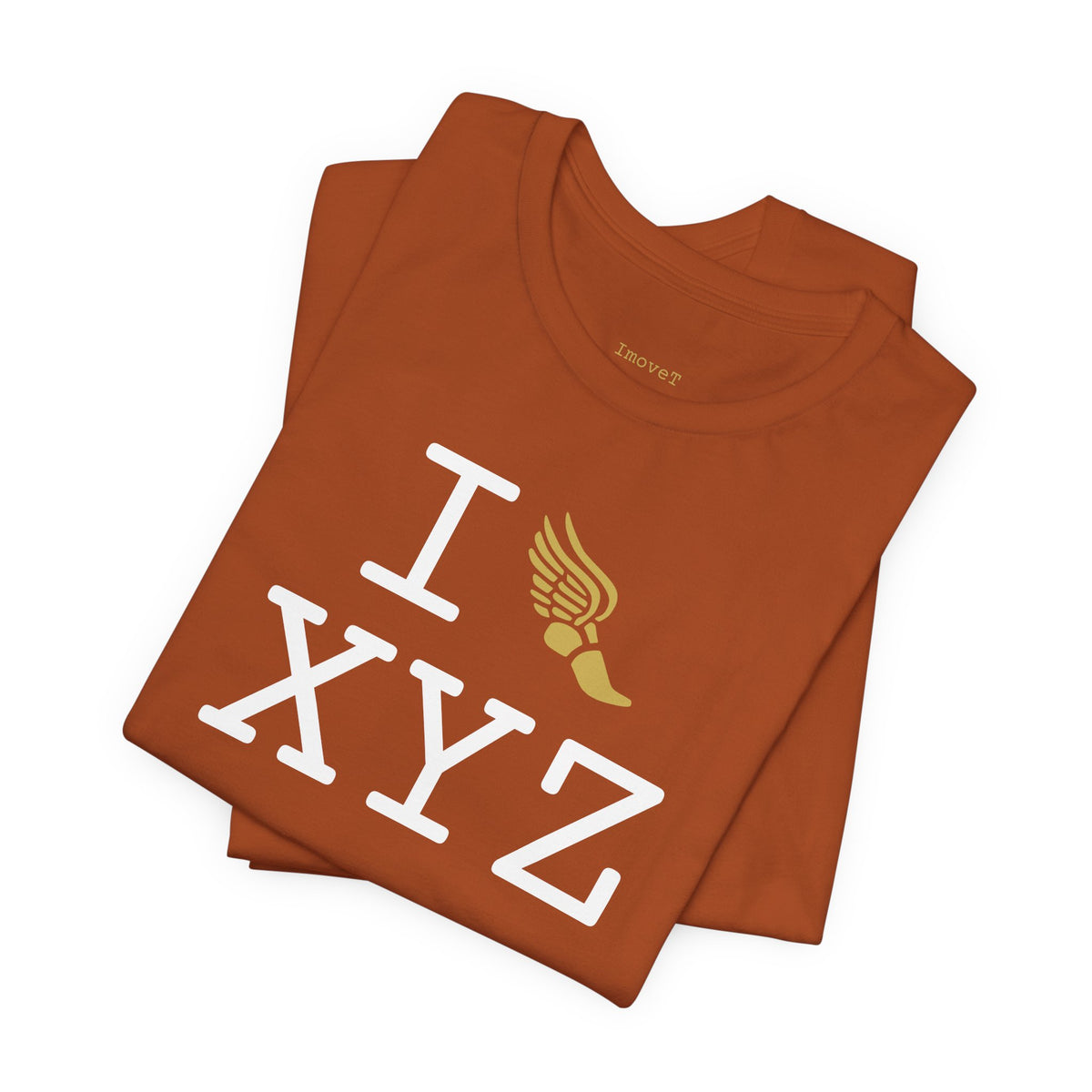 I Run unisex T, gold logo