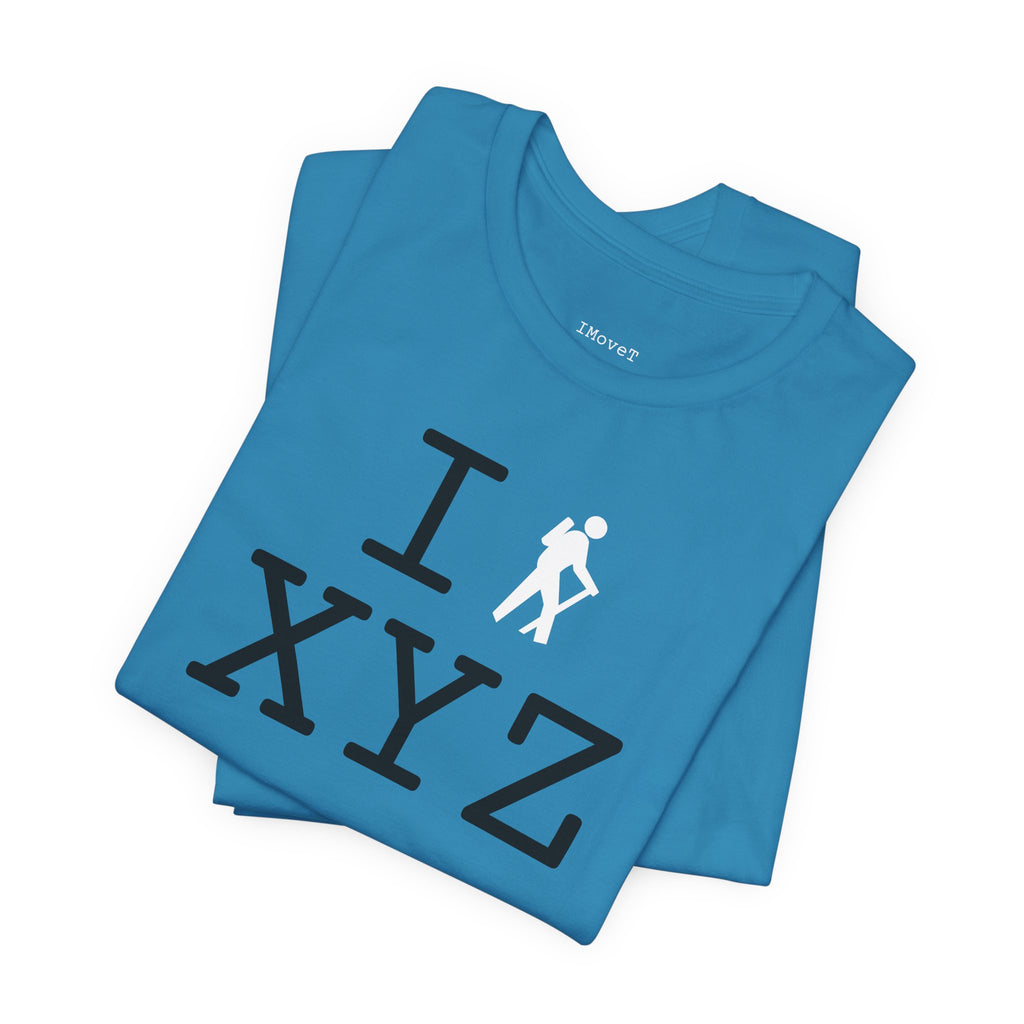 I Hike unisex T, white hiker