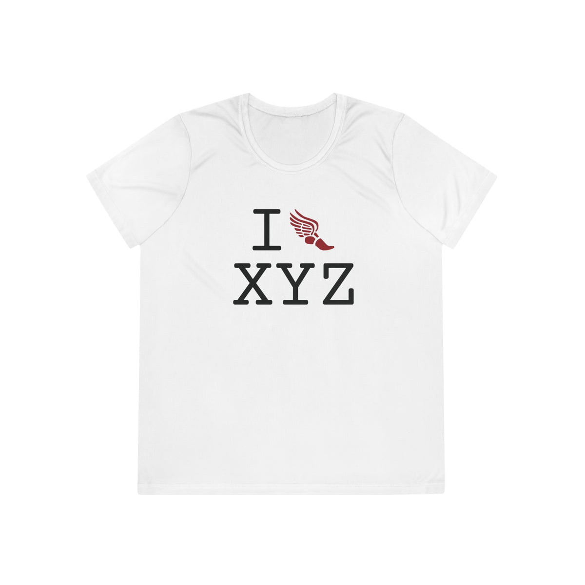 I Run women's athletic T, crimson logo
