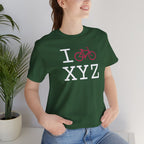 I Bike unisex T, hot pink bike