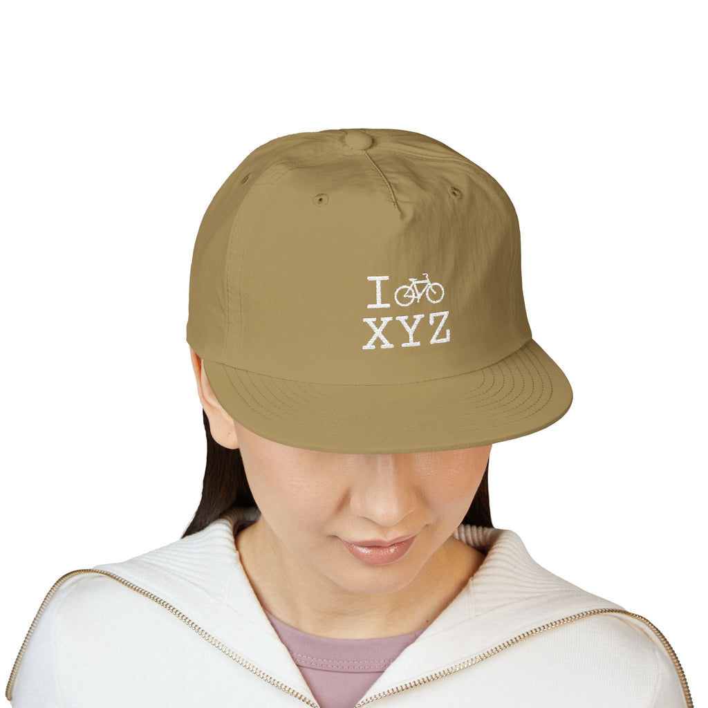 I Bike athletic hat, white bike