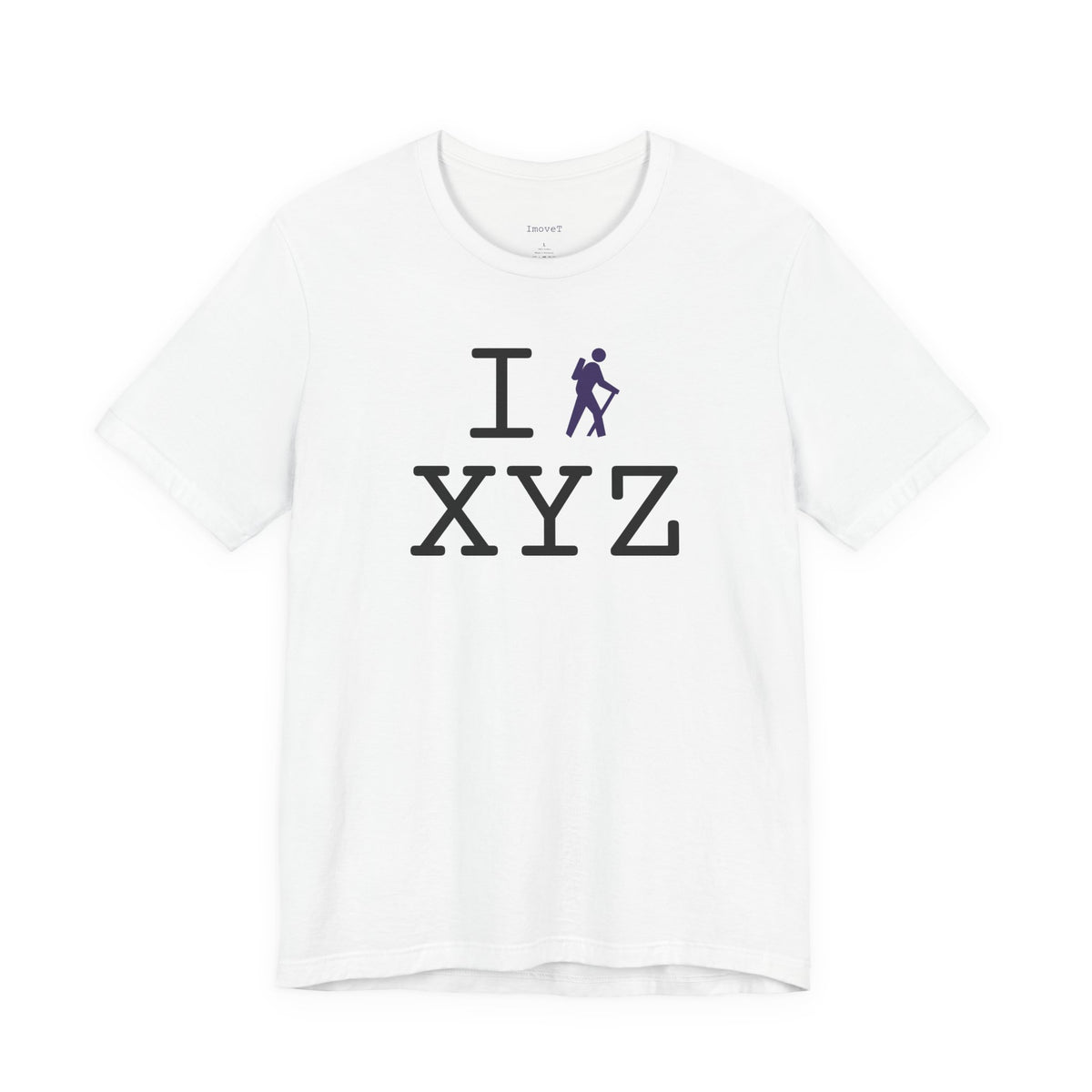 I Hike unisex T, purple hiker