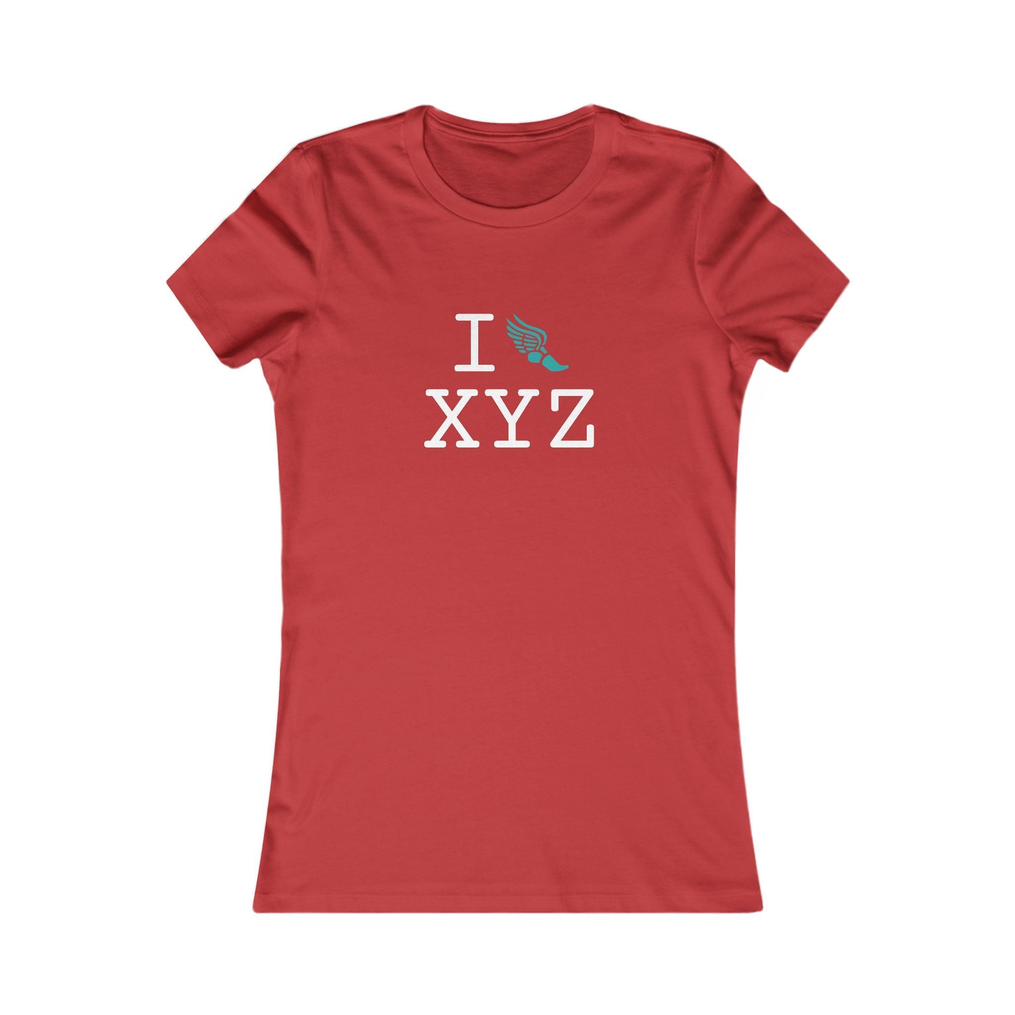 I Run ___ women's T, teal logo