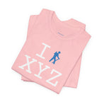 I Hike unisex T, light blue hiker
