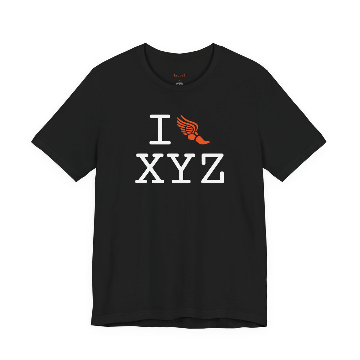 I Run unisex T, orange logo