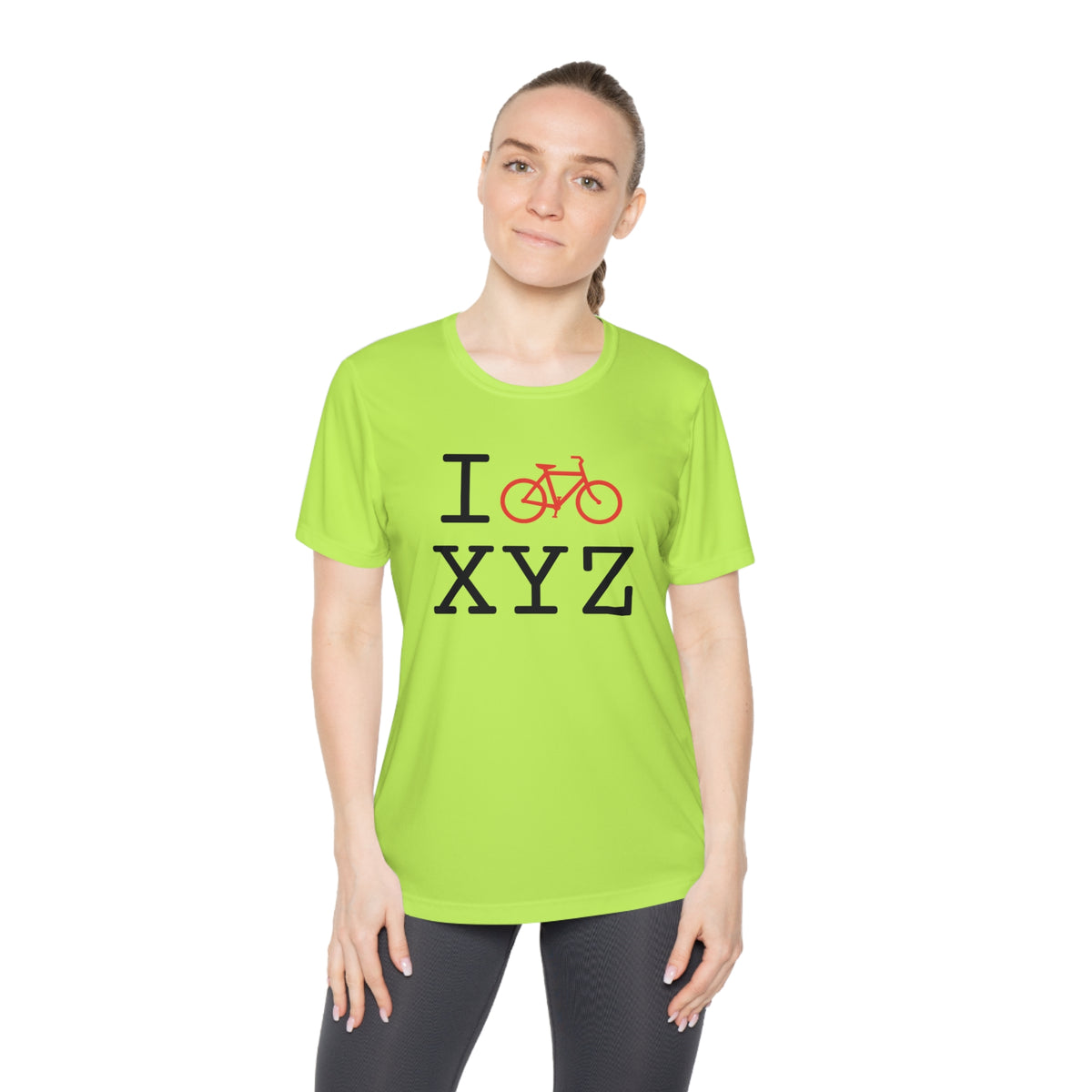 I Bike women's athletic T, red bike