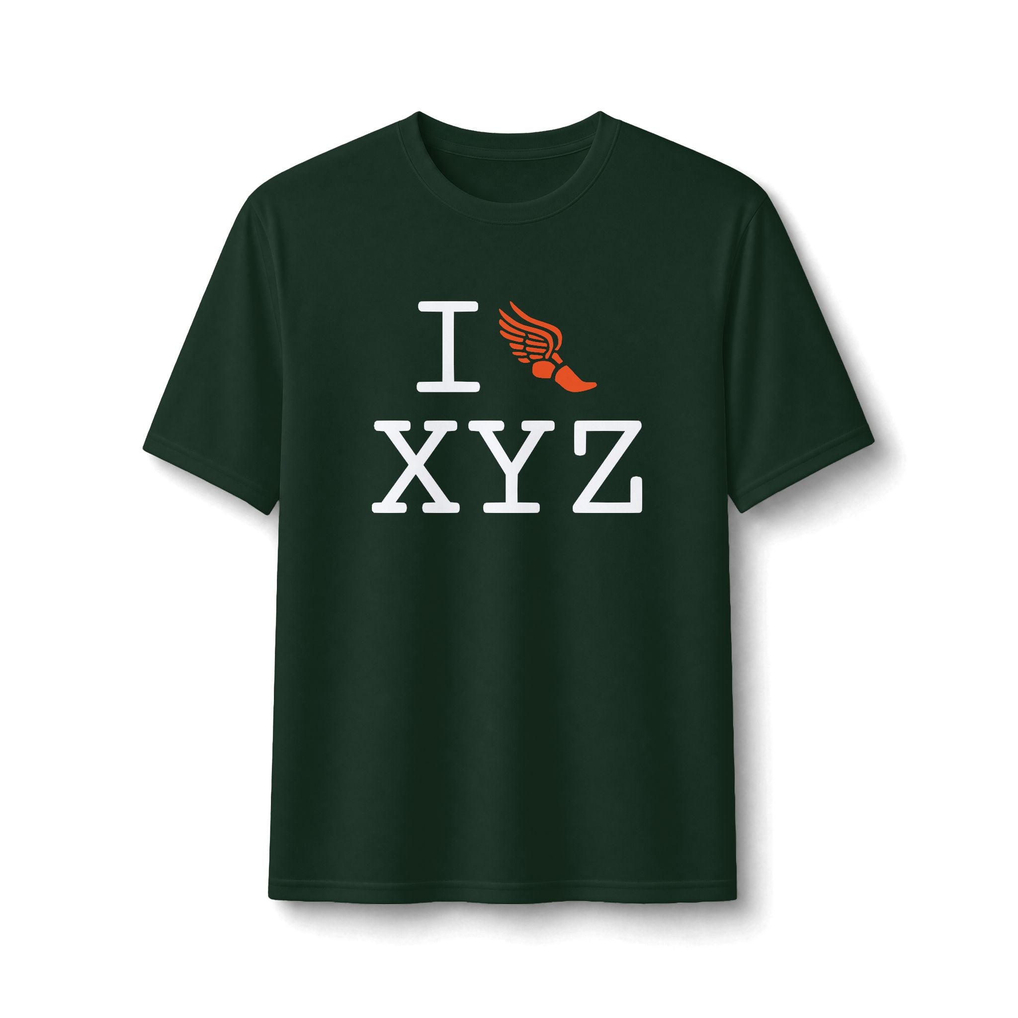 I Run ___ athletic T, orange logo