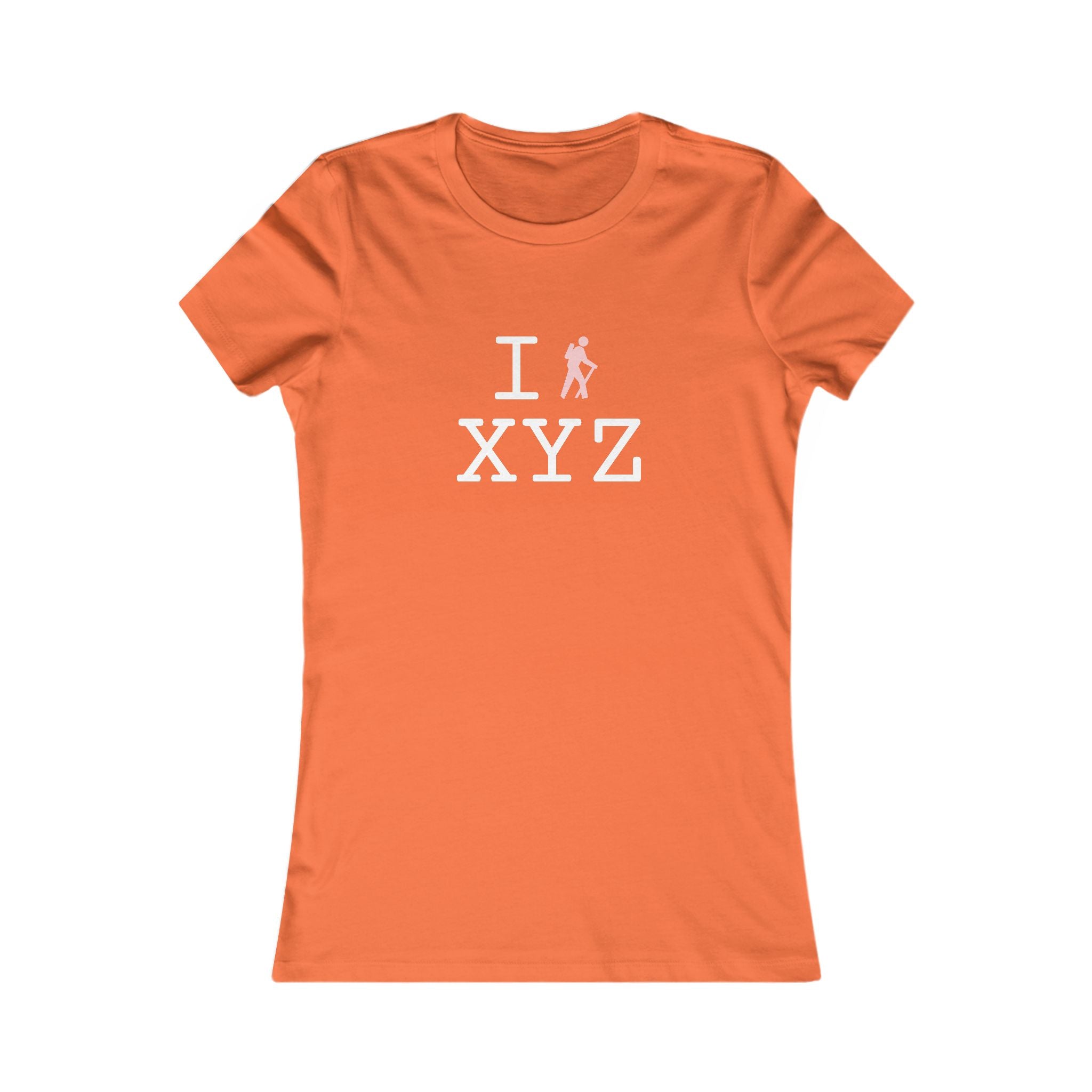 "I Hike ___" women's T, pink hiker