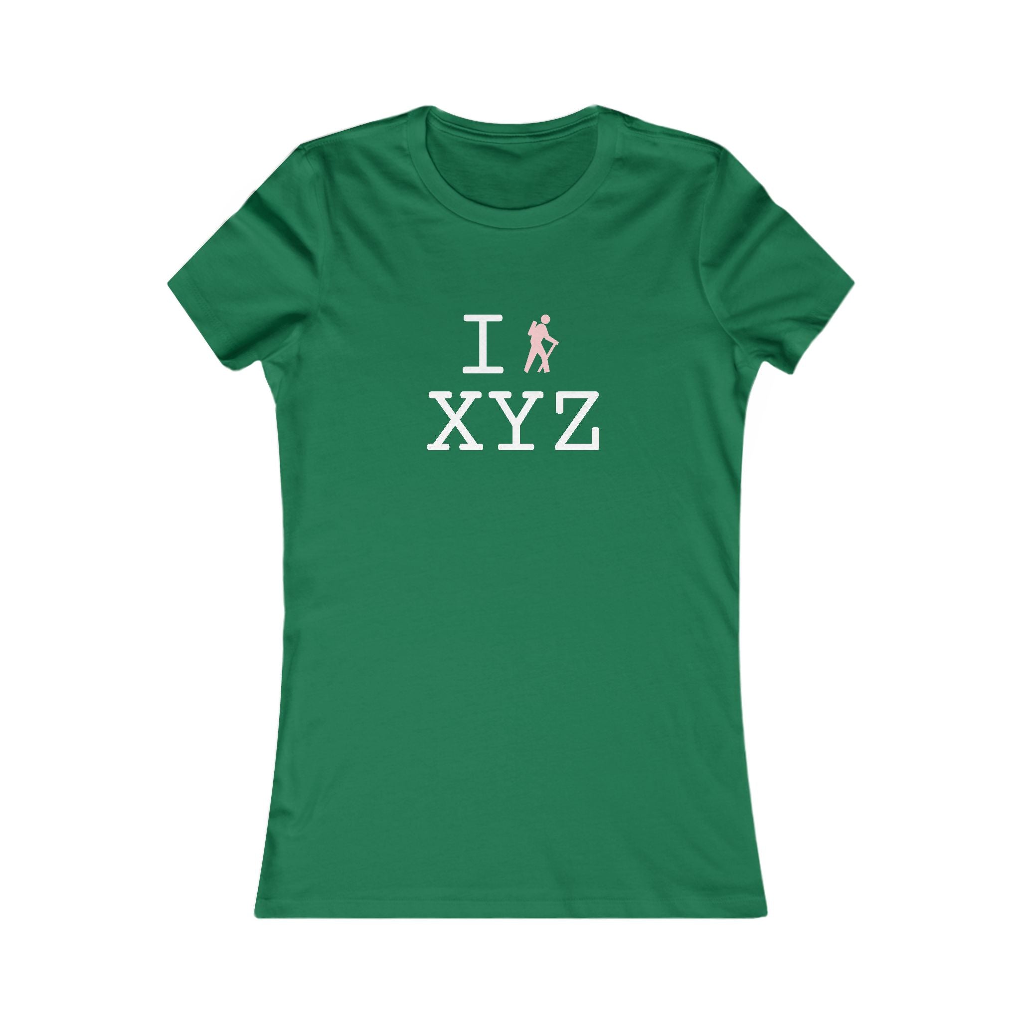 "I Hike ___" women's T, pink hiker