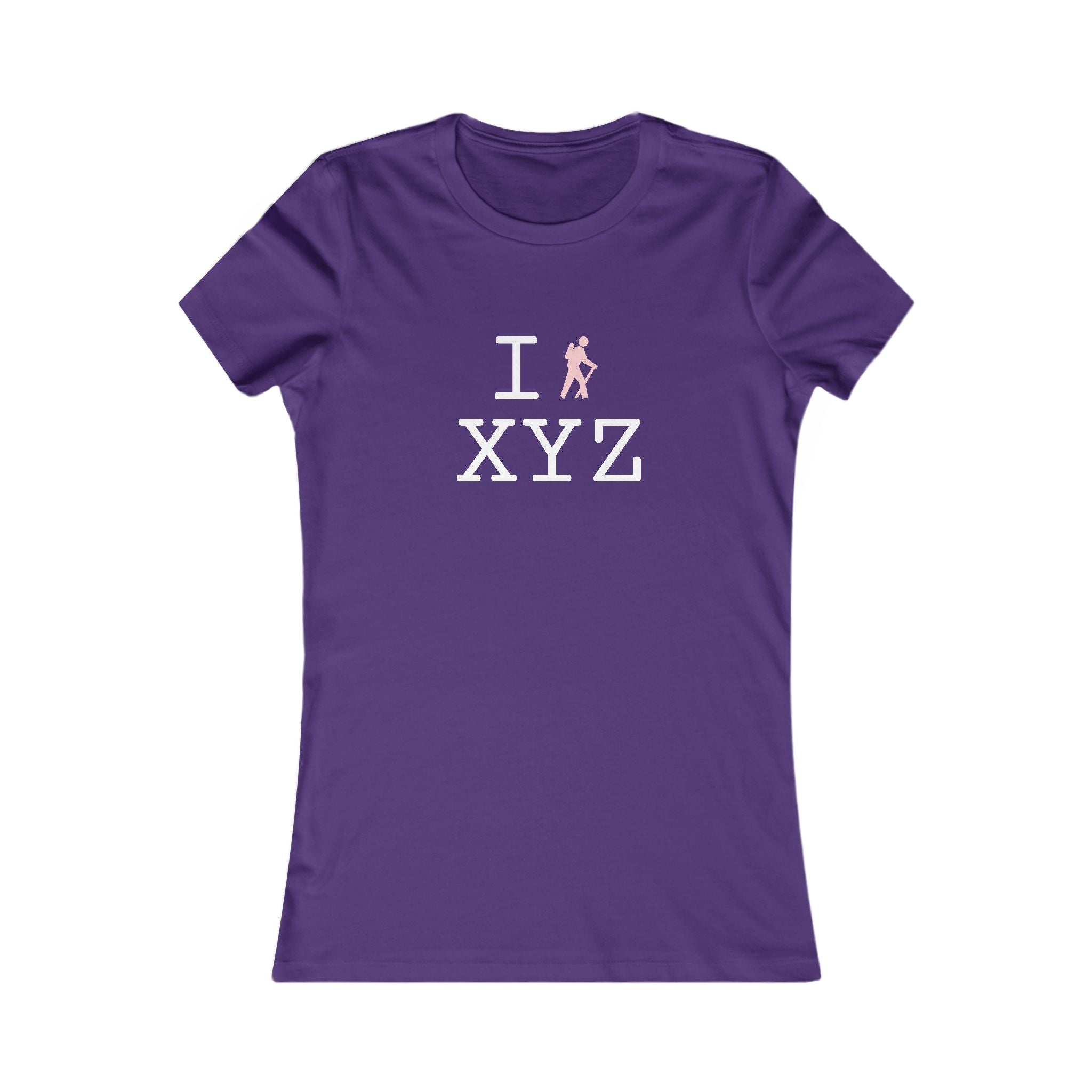 "I Hike ___" women's T, pink hiker