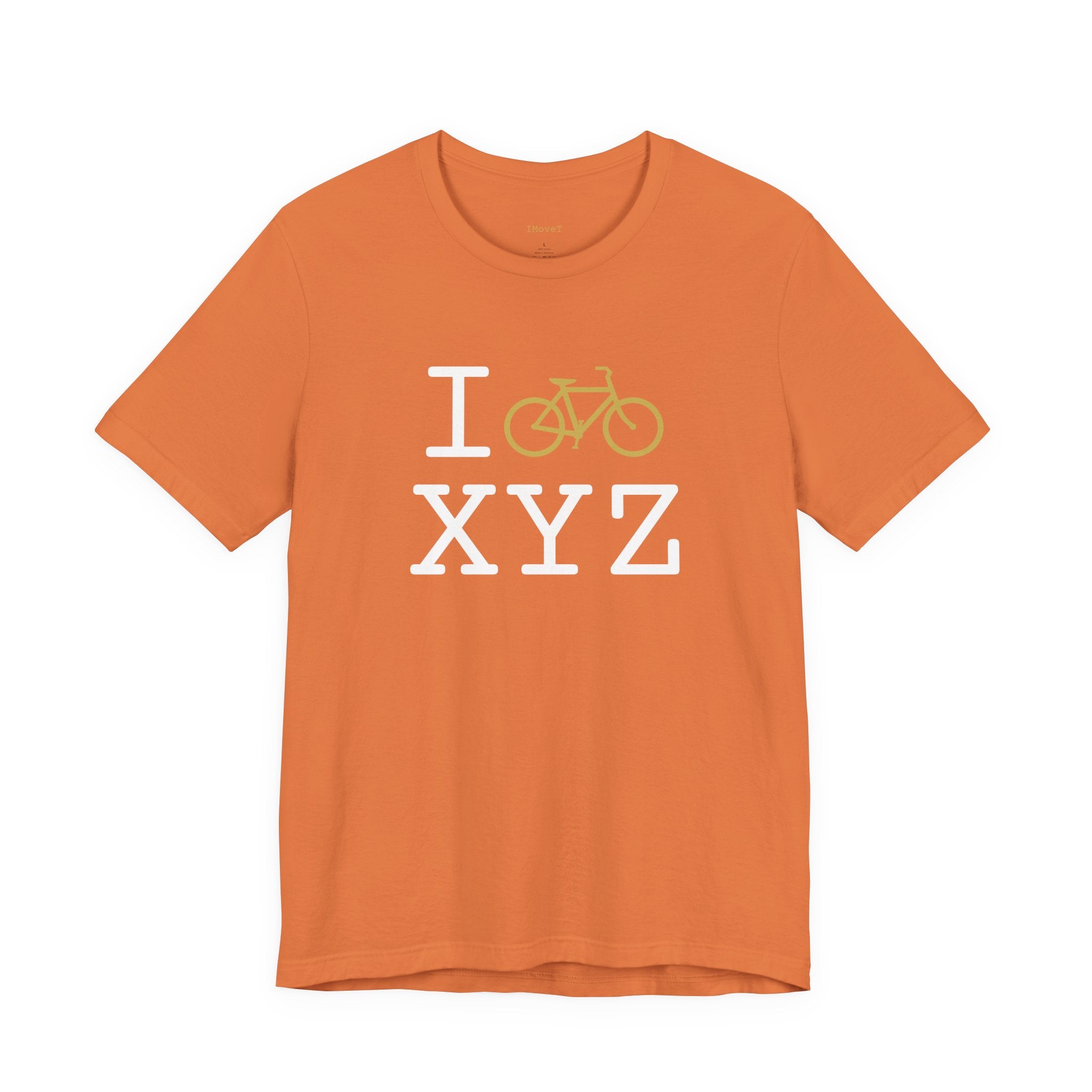 I Bike ___ unisex T, gold bike