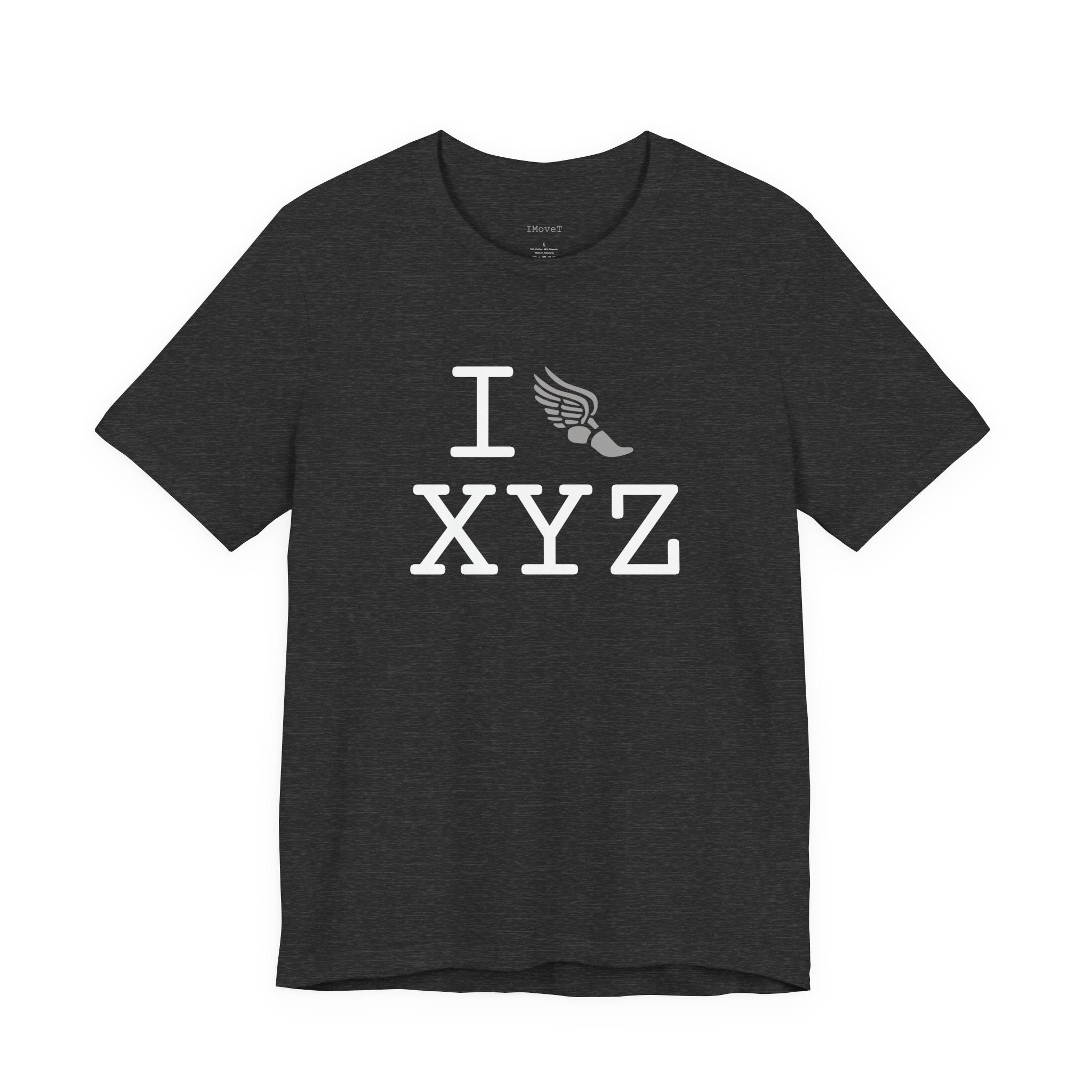 I Run ___ unisex T, grey logo