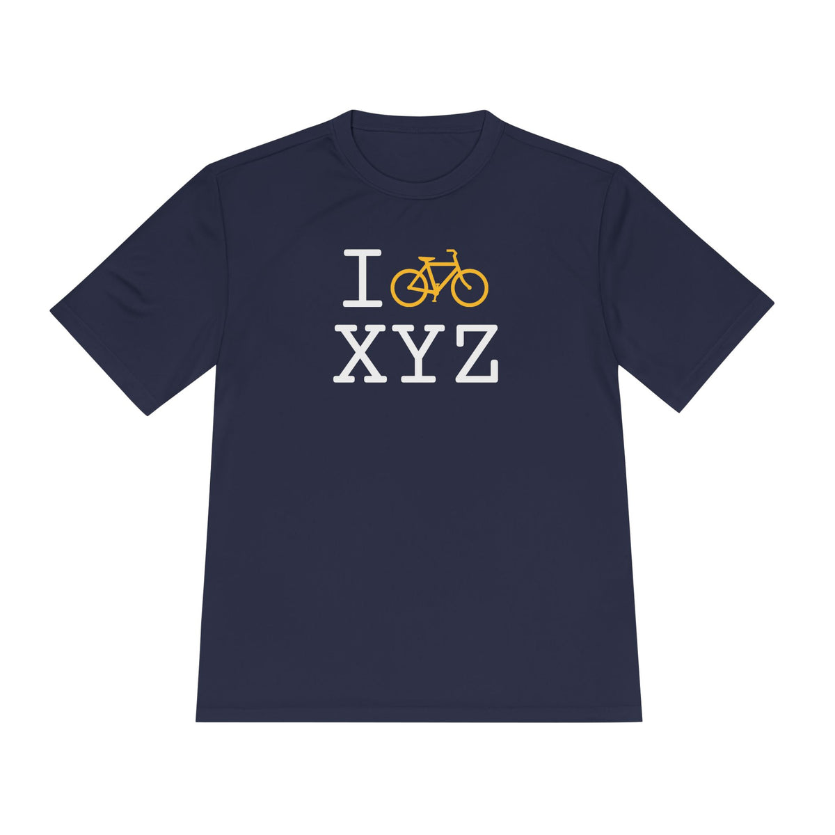 I Bike athletic T, yellow bike