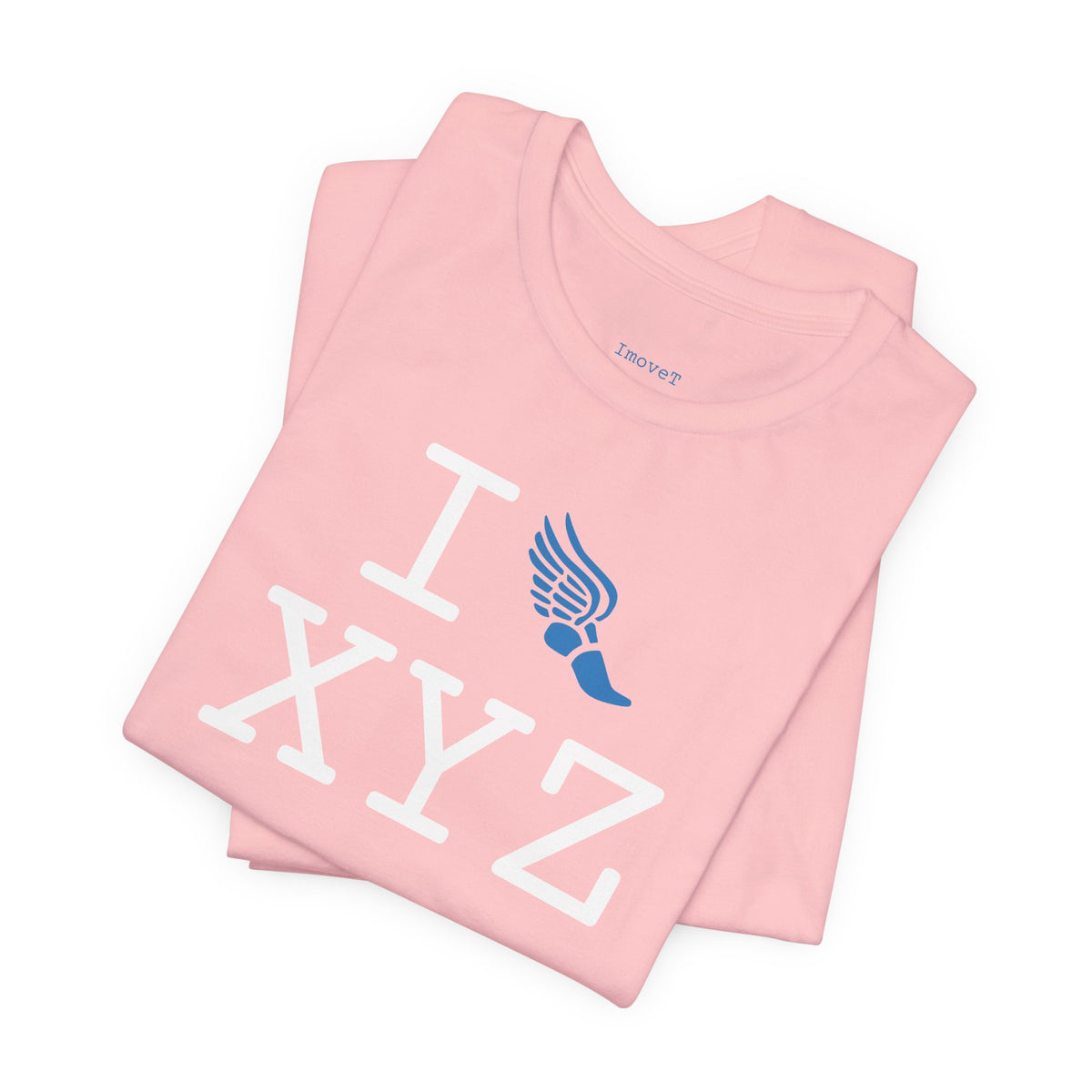 I Run unisex T, light blue logo