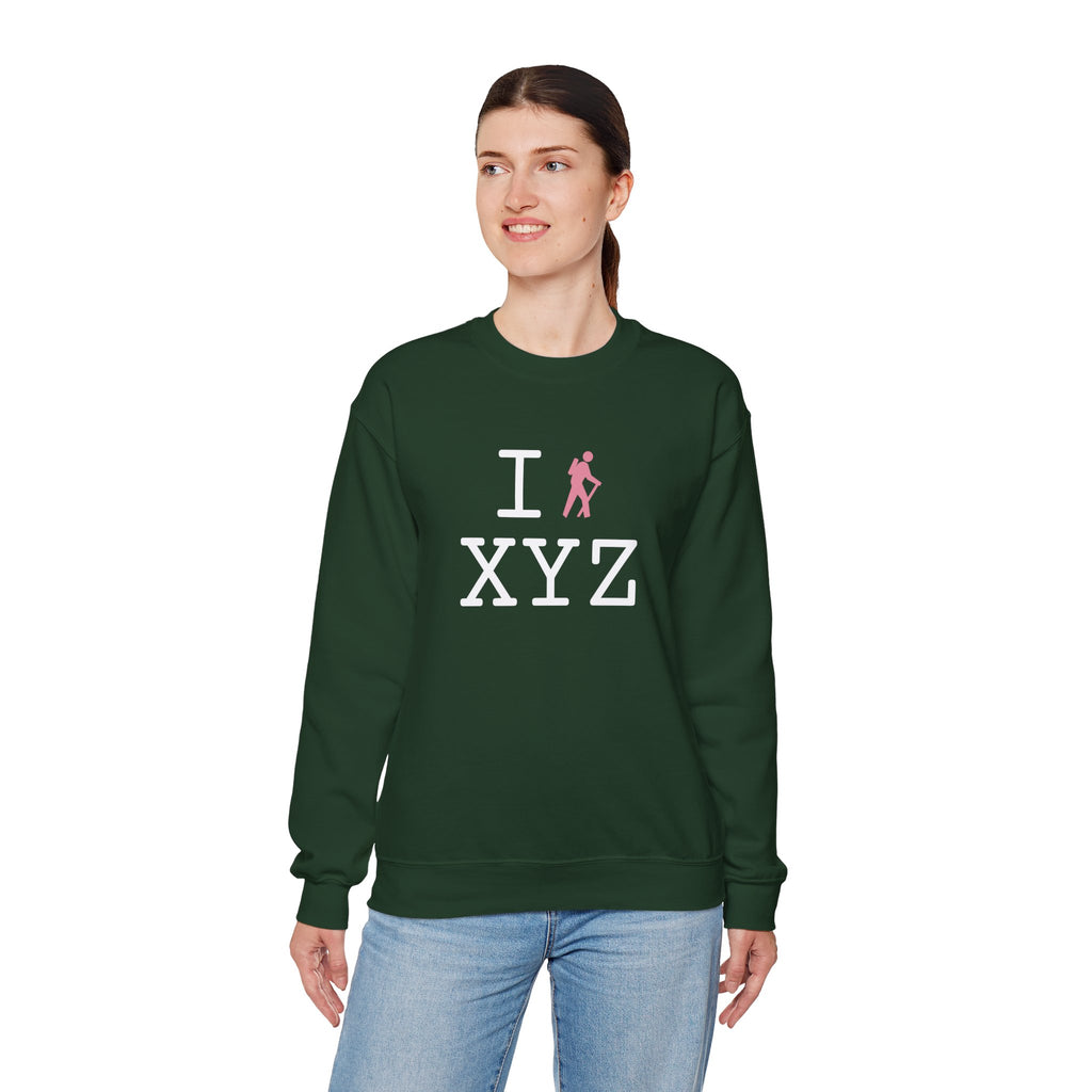 I Hike sweatshirt, pink hiker