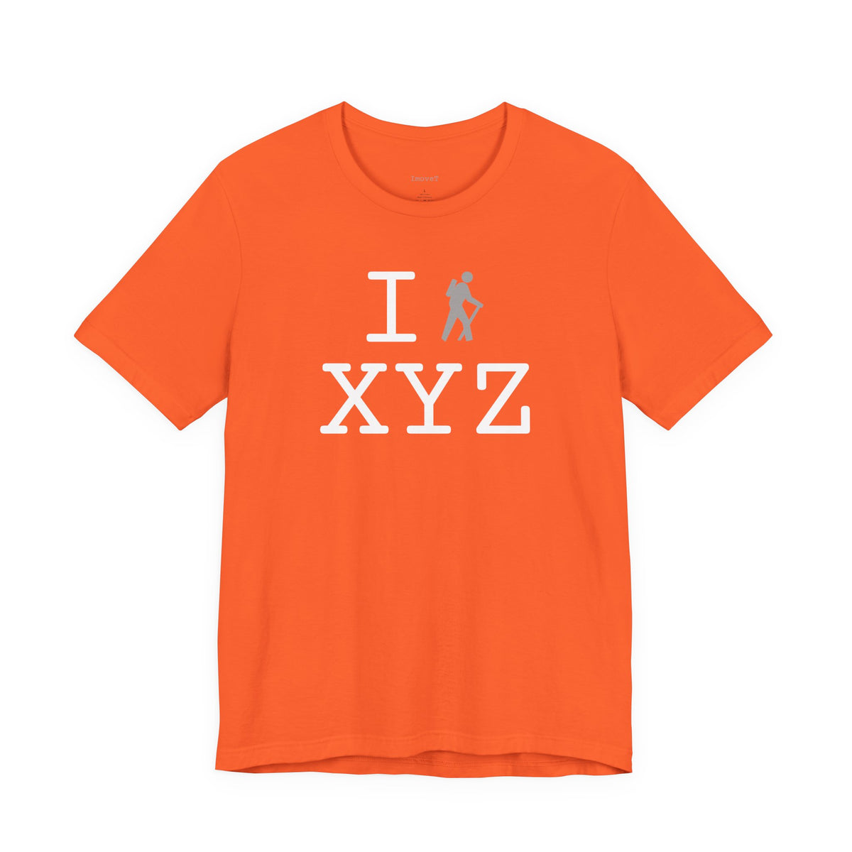 I Hike unisex T, grey hiker