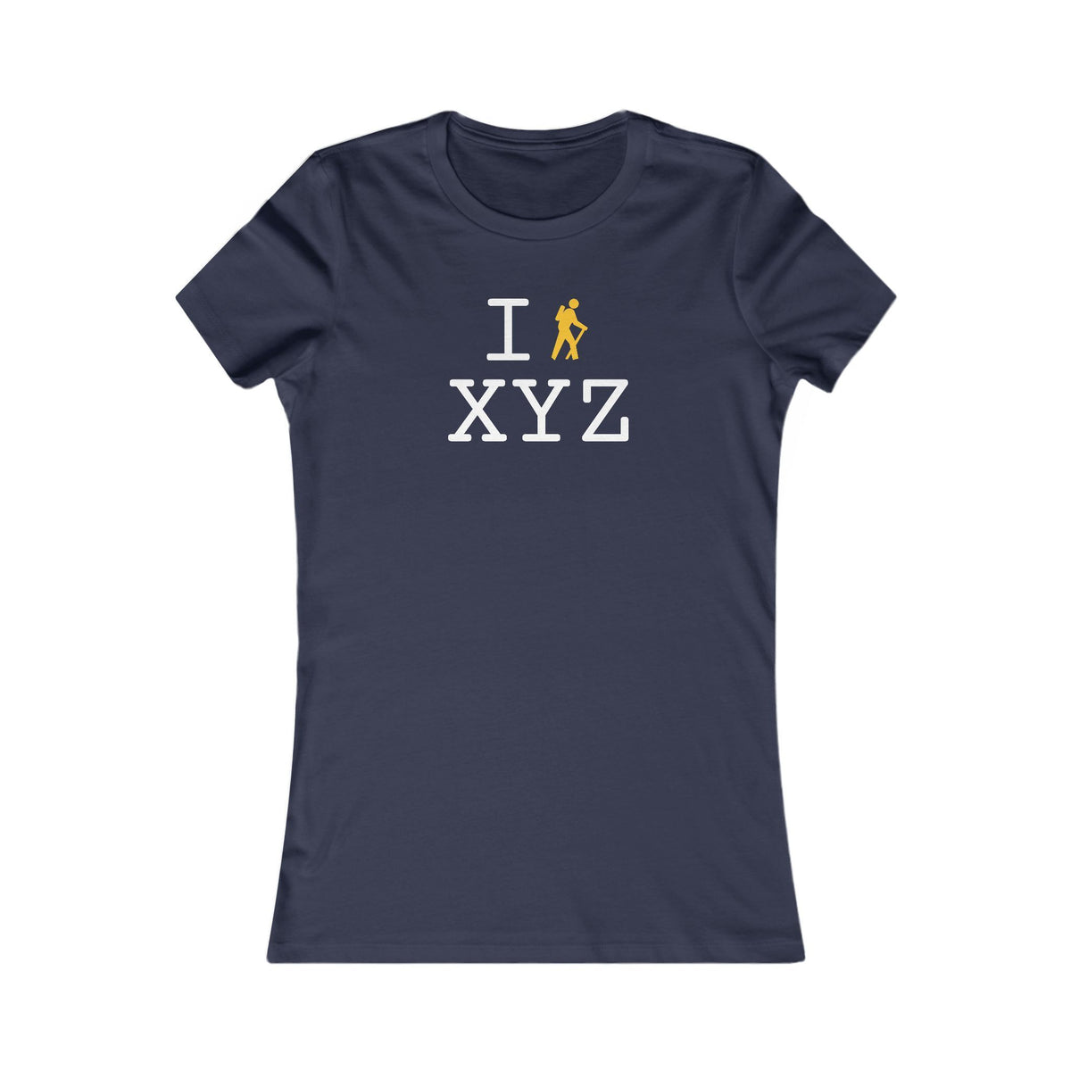 I Hike women's T, yellow hiker