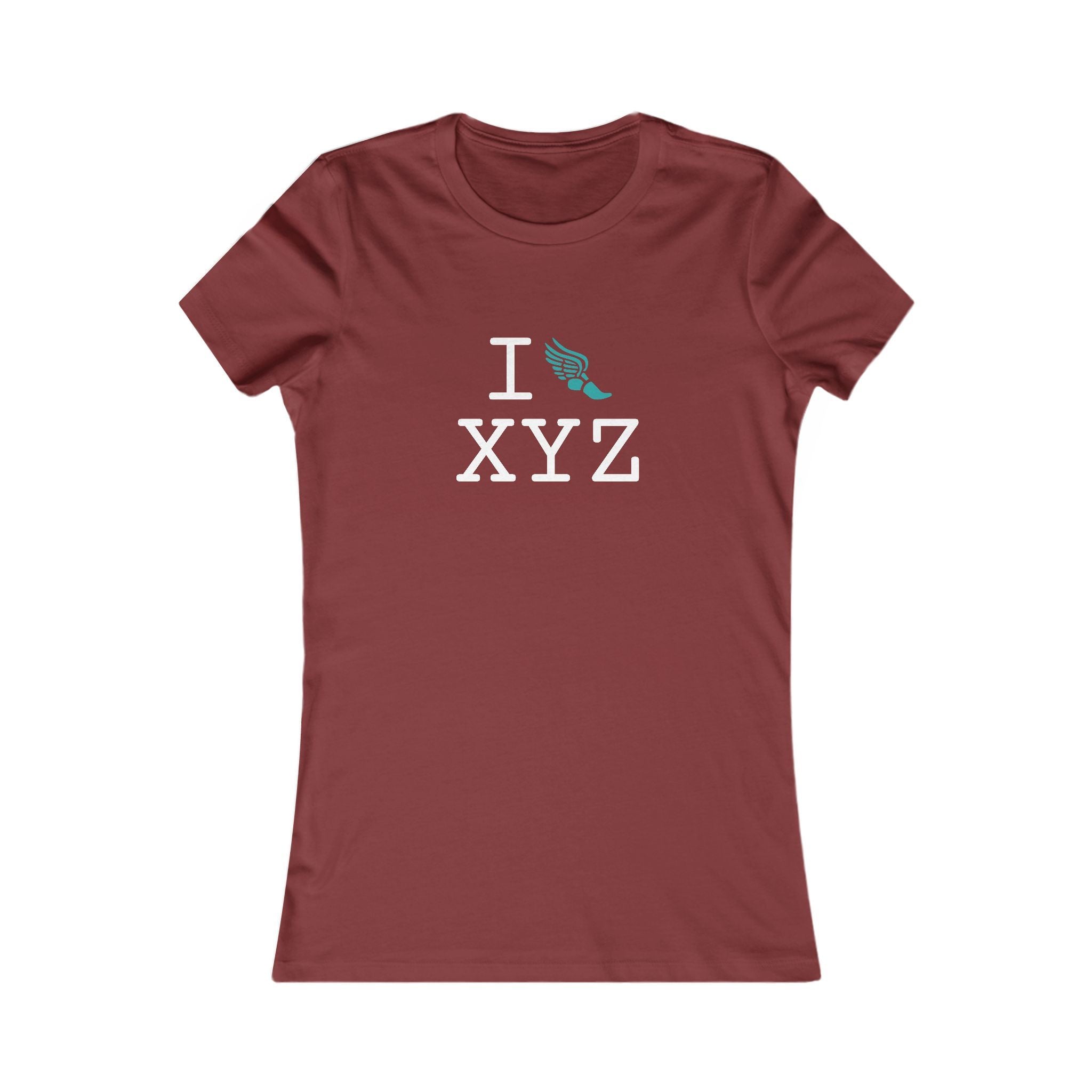 I Run ___ women's T, teal logo
