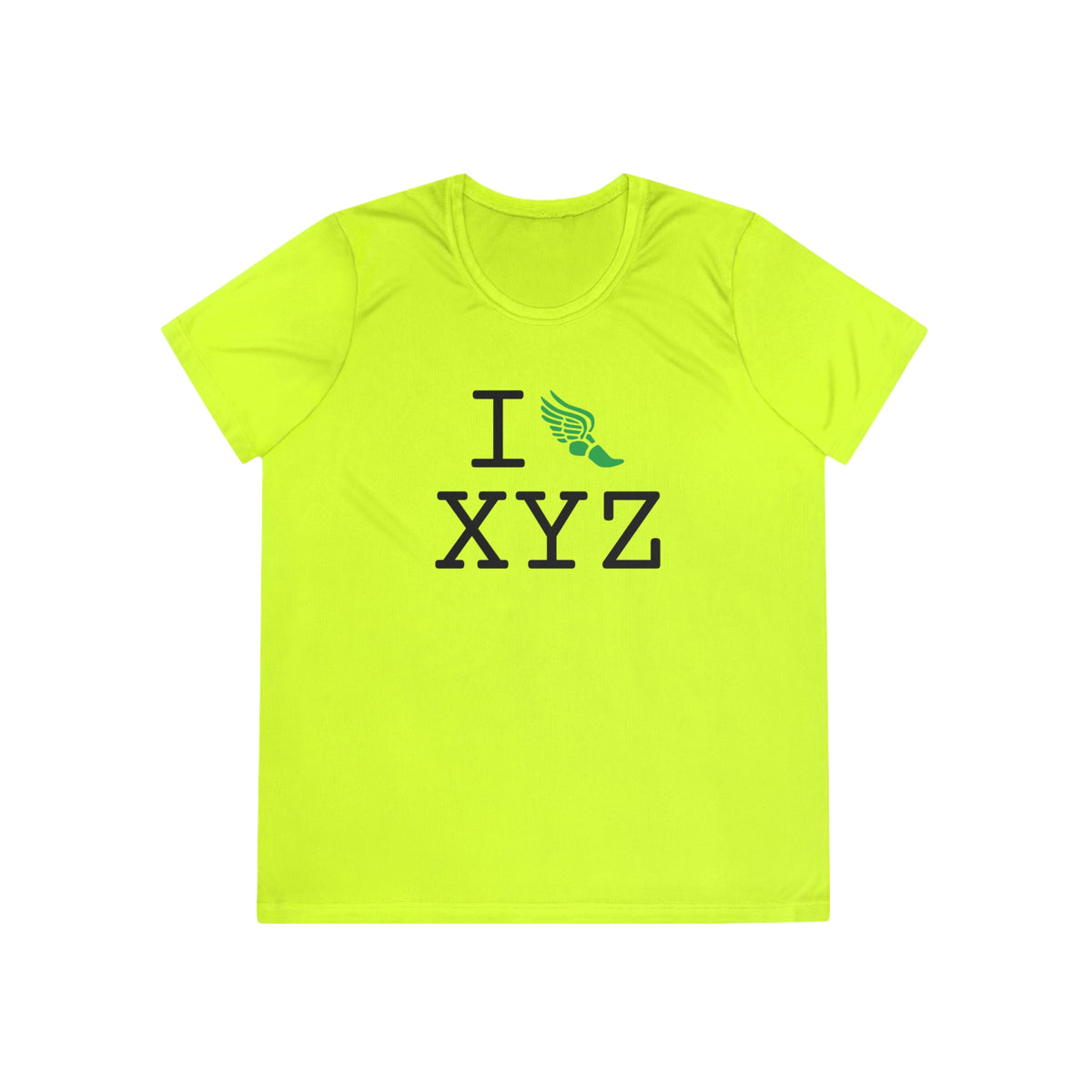 I Run women's athletic T, green logo