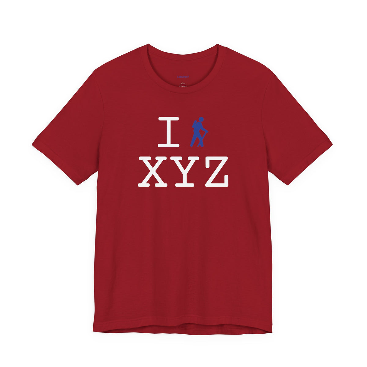 I Hike unisex T, blue hiker