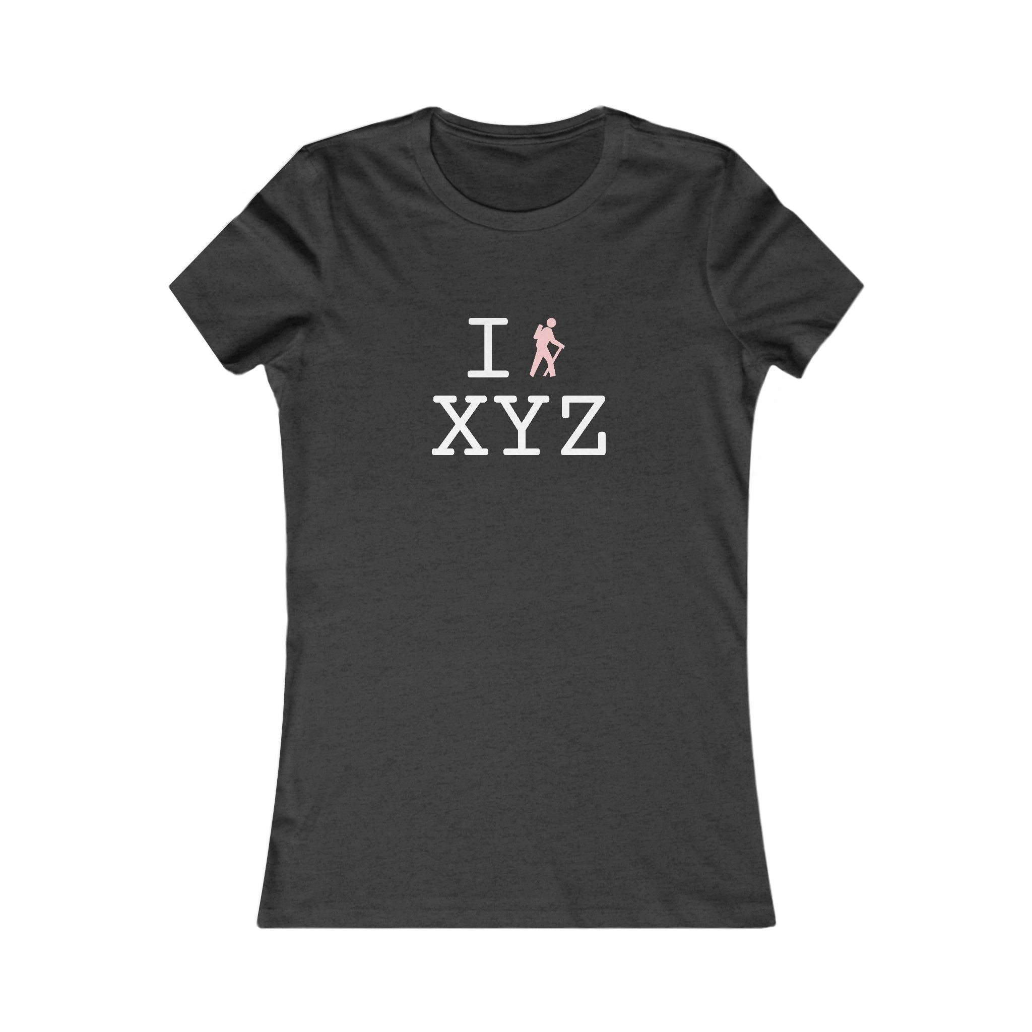 "I Hike ___" women's T, pink hiker