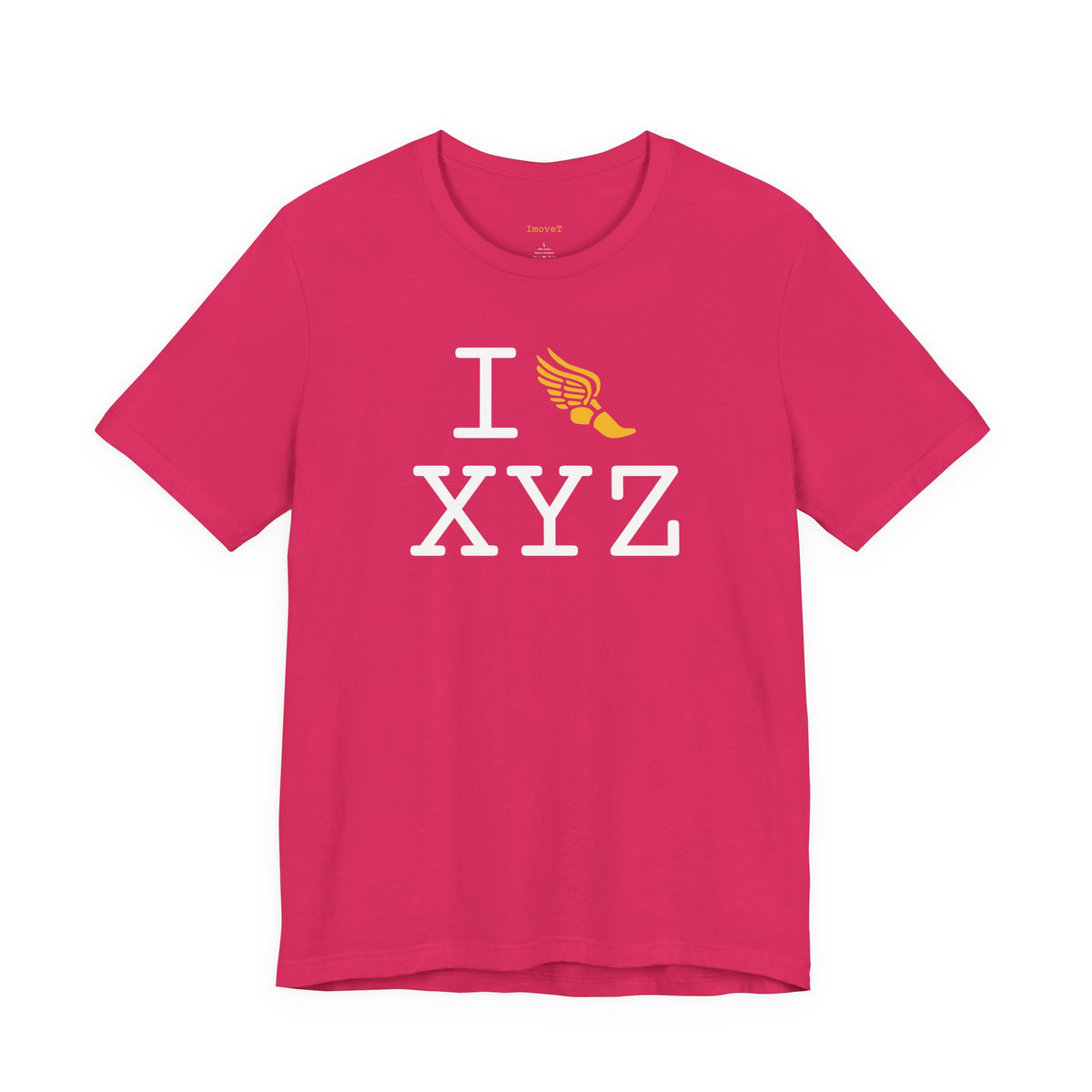 I Run unisex T, yellow logo