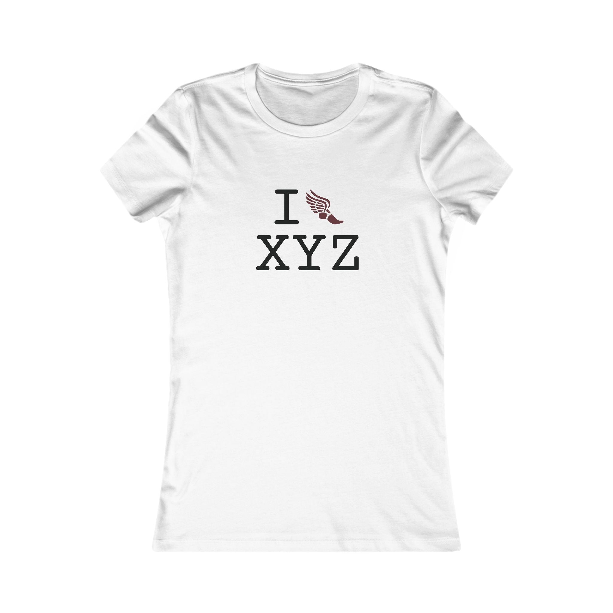 I Run ___ women's T, maroon logo