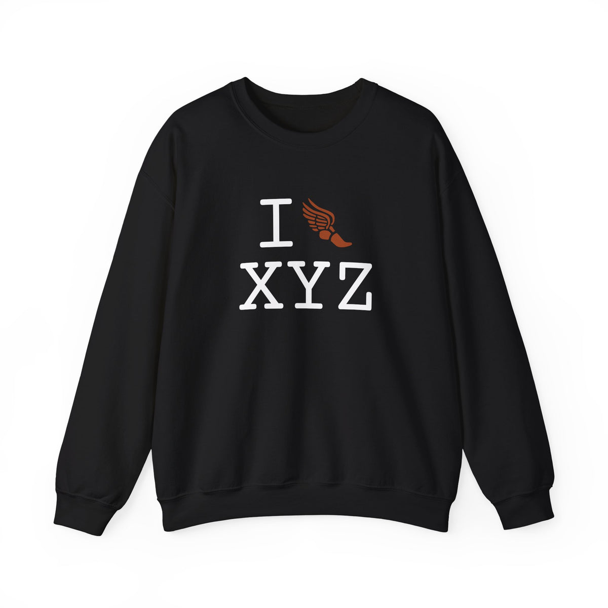 I Run sweatshirt, dark orange logo
