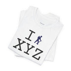 I Hike unisex T, navy hiker