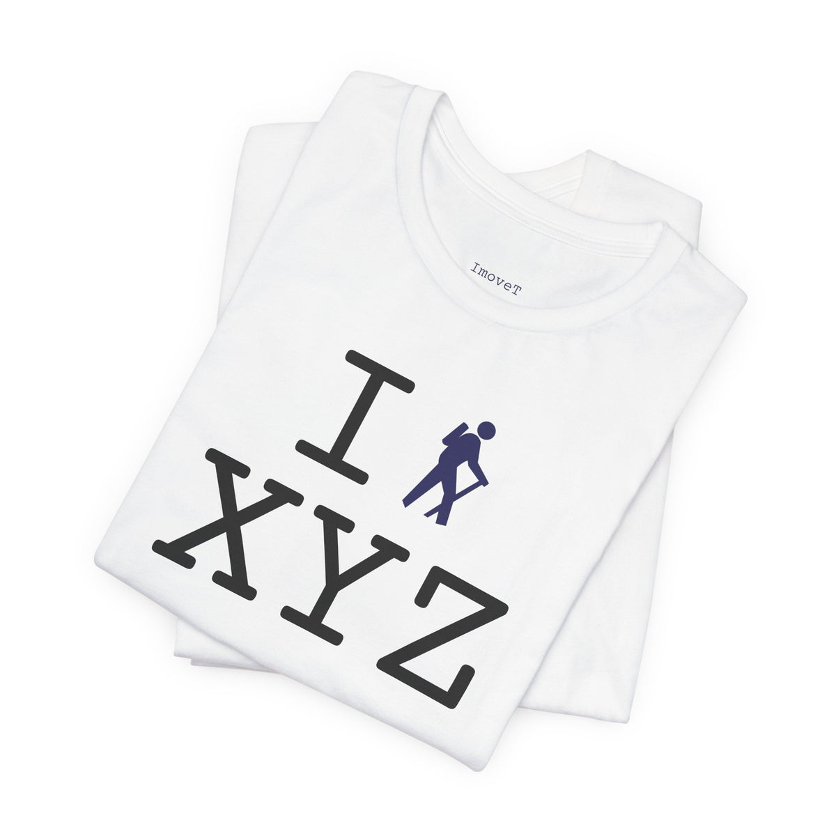 I Hike unisex T, navy hiker