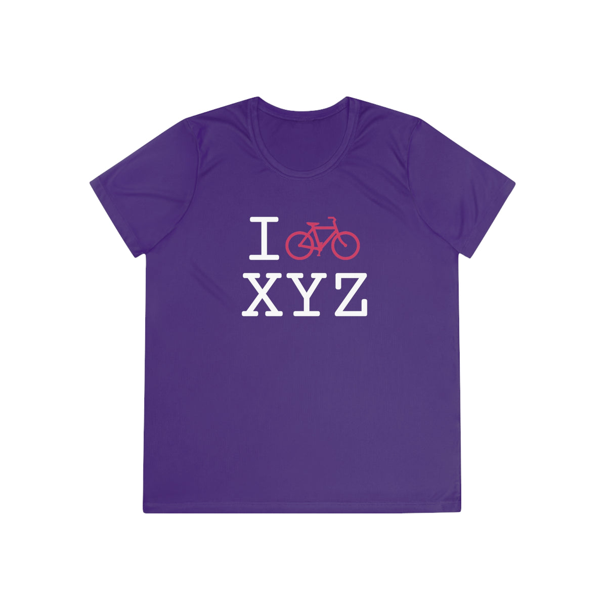 I Bike women's athletic T, hot pink bike