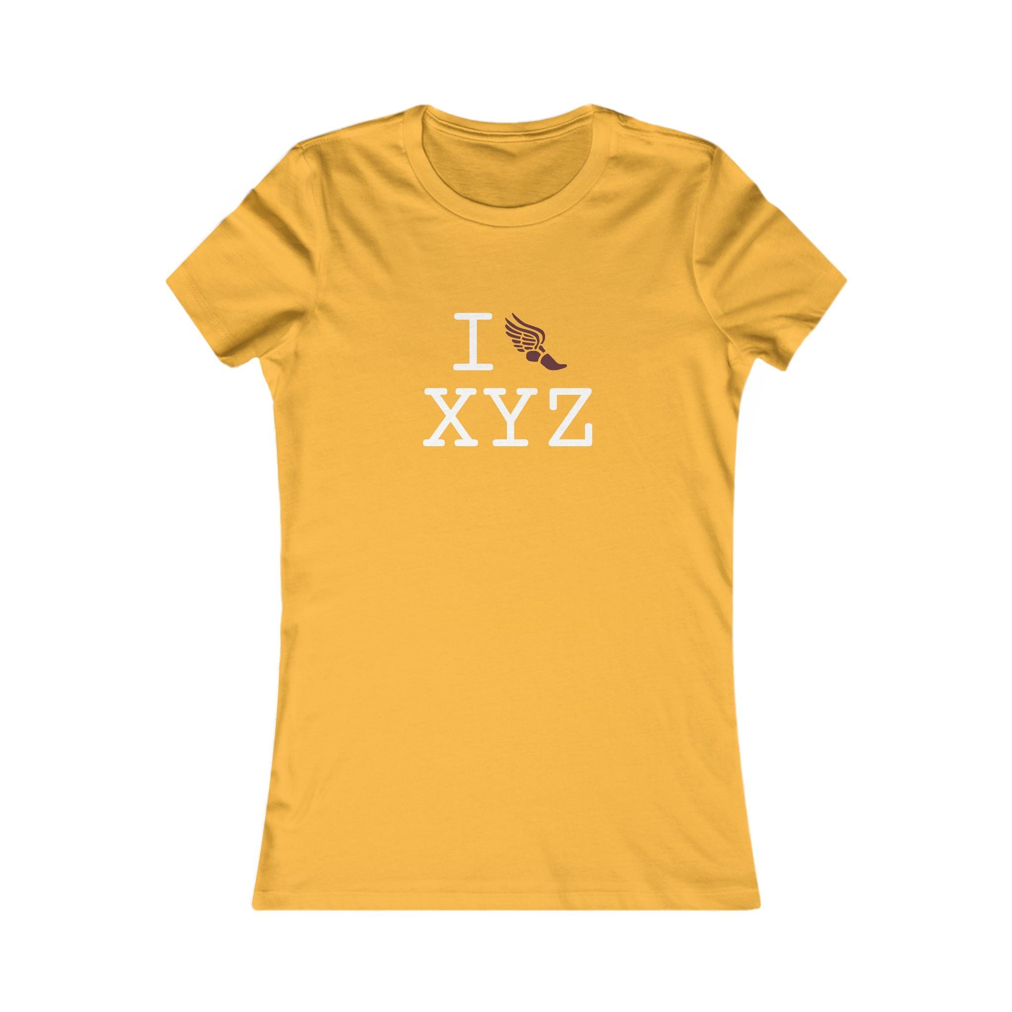 I Run ___ women's T, maroon logo