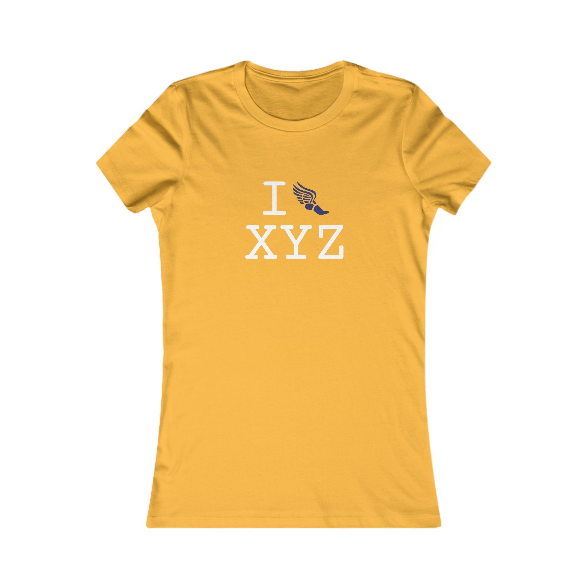 I Run ___ women's T, navy logo