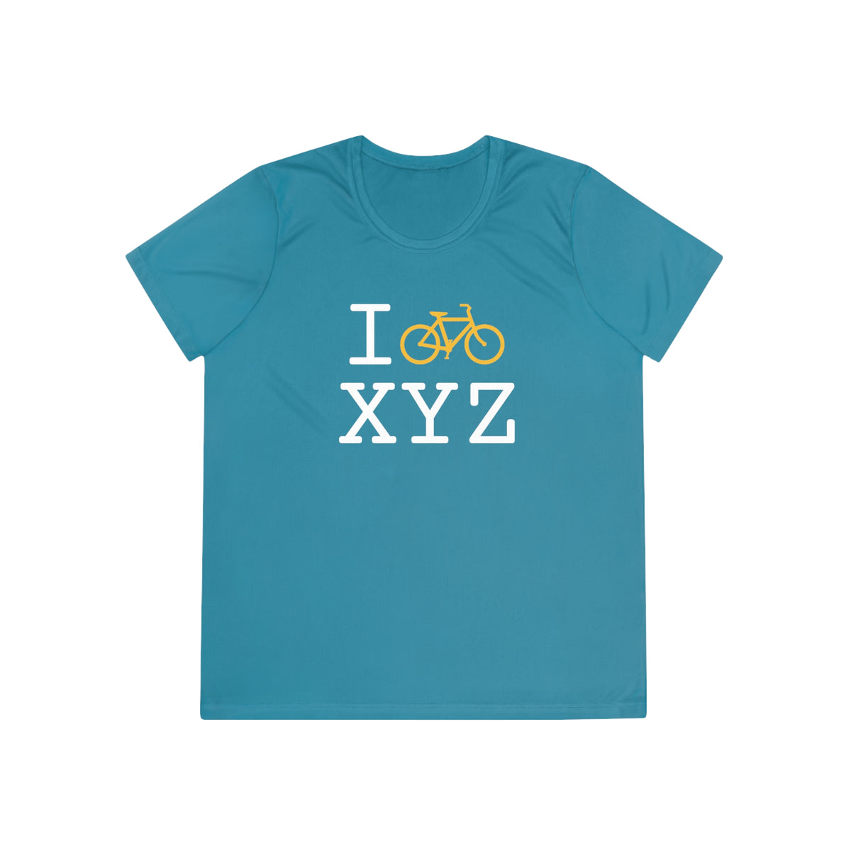 I Bike women's athletic T, yellow bike