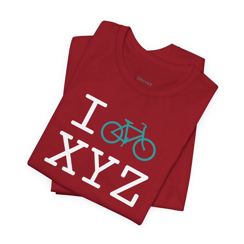 I Bike unisex T, teal bike