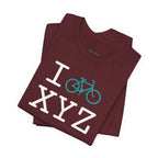 I Bike unisex T, teal bike