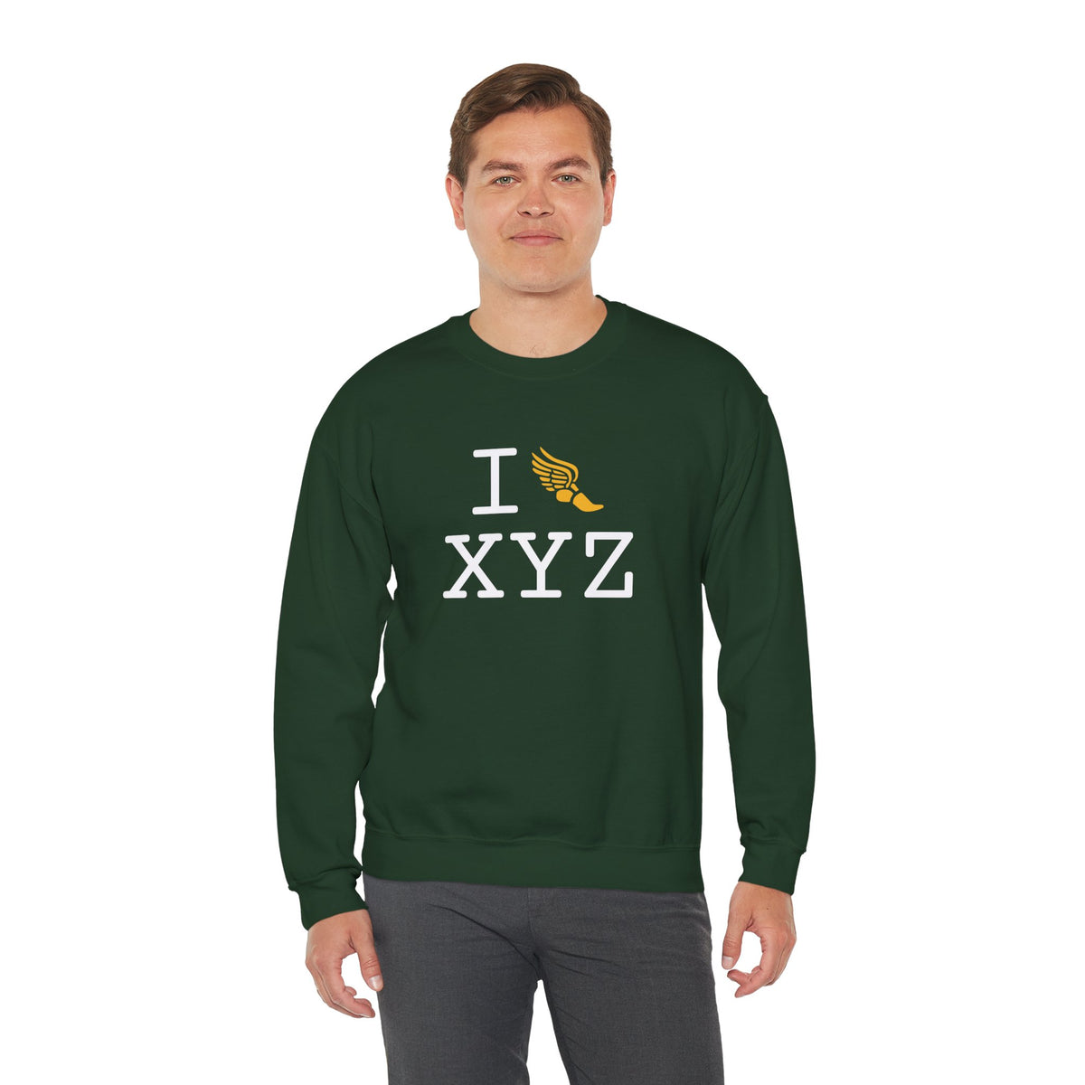 I Run sweatshirt, yellow logo