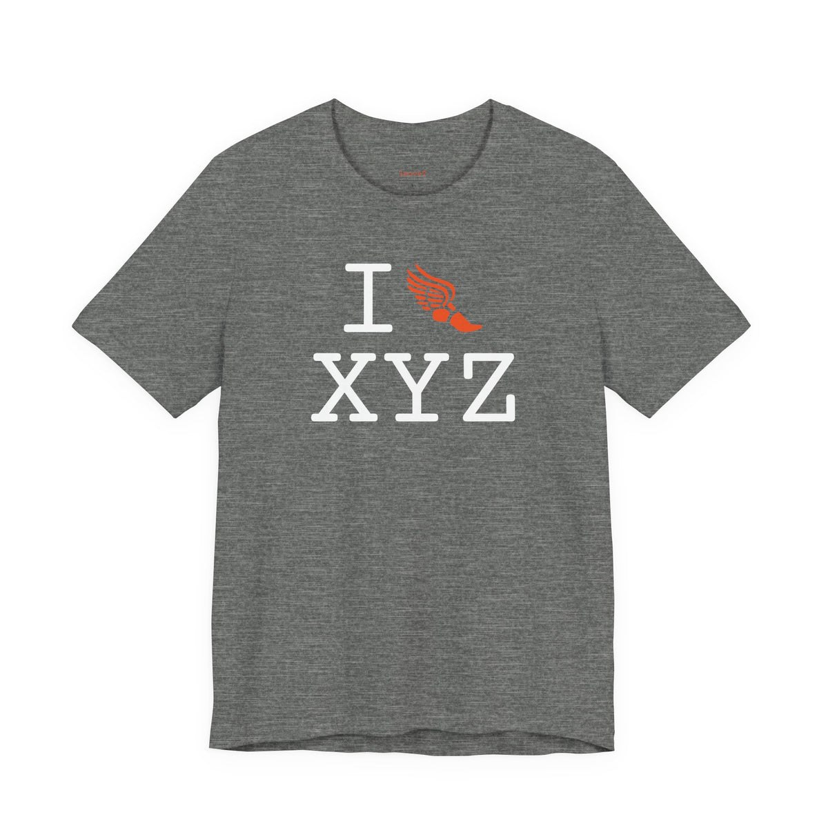 I Run unisex T, orange logo