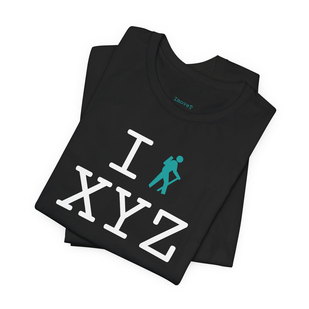 I Hike unisex T, teal hiker