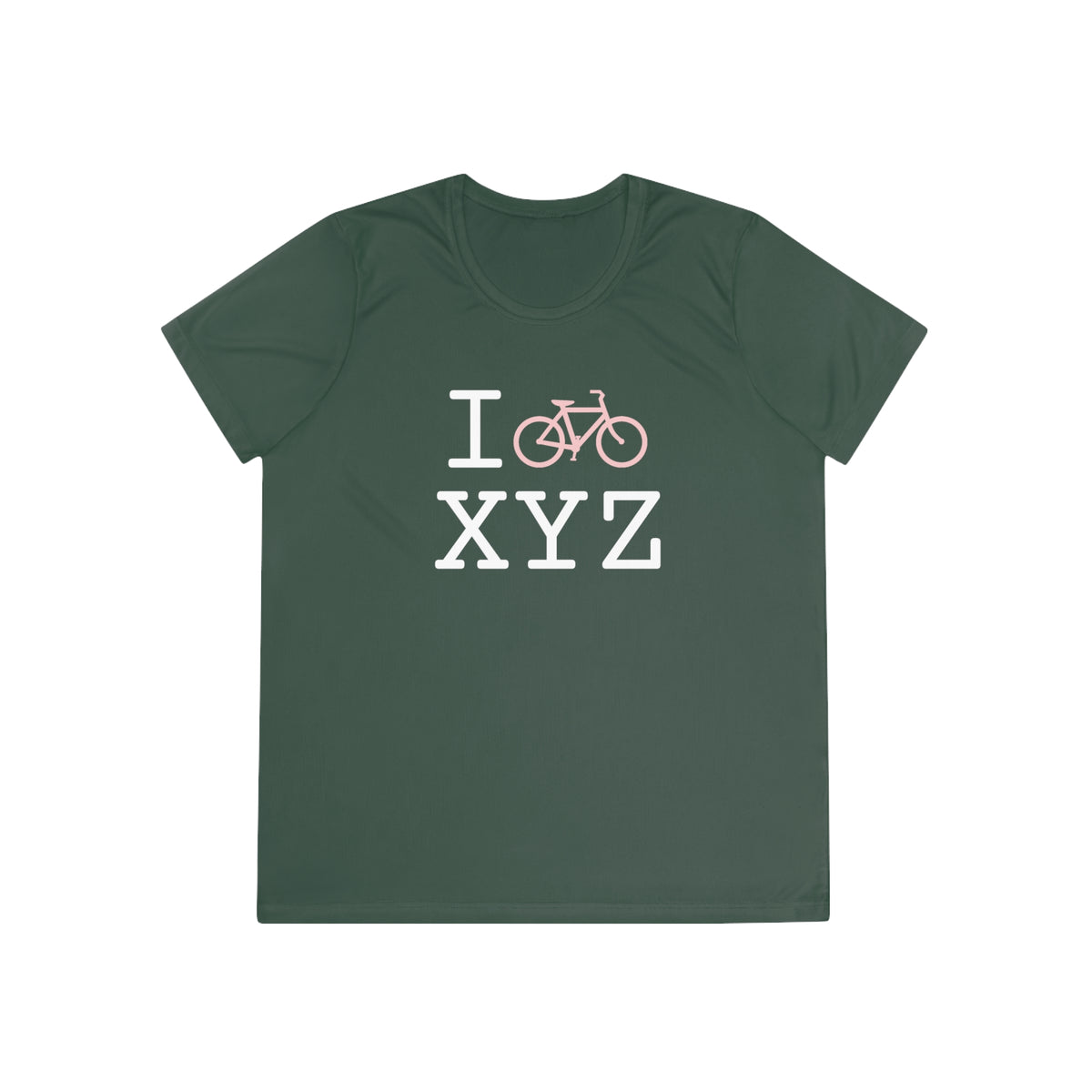 I Bike women's athletic T, pink bike
