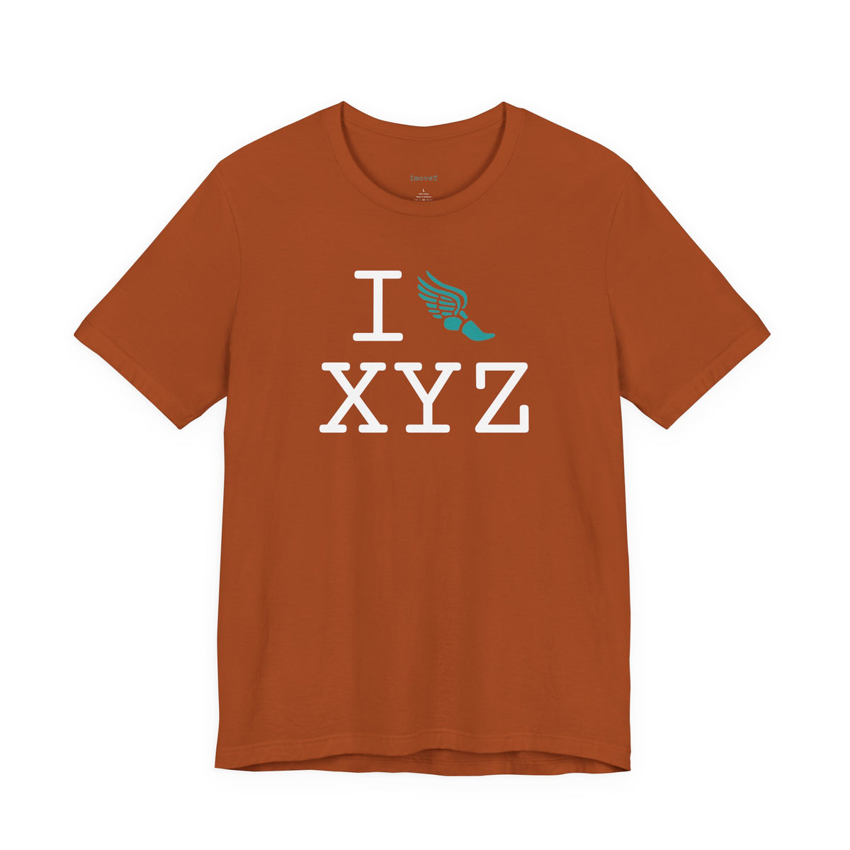 I Run unisex T, teal logo