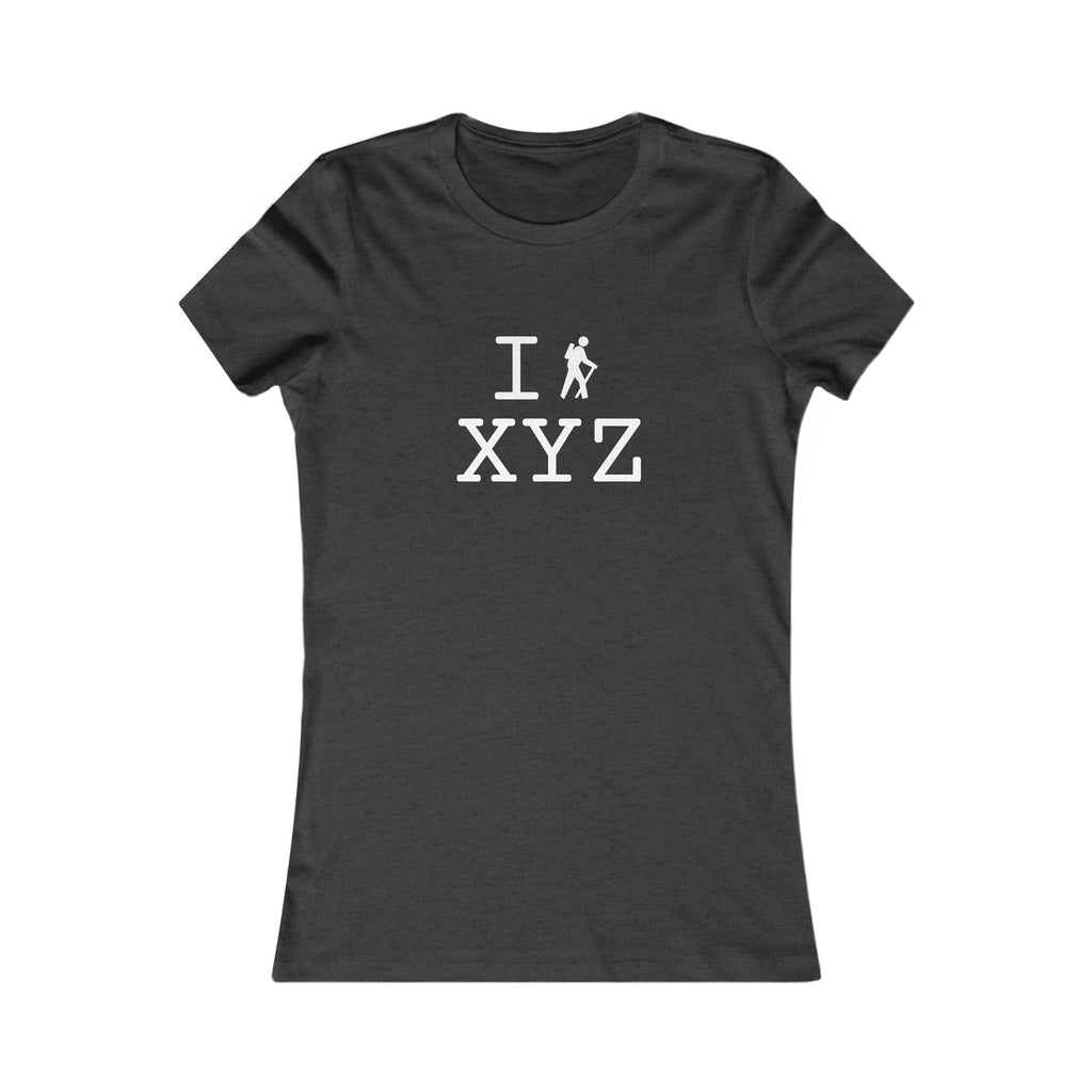 "I Hike ___" women's T, white hiker